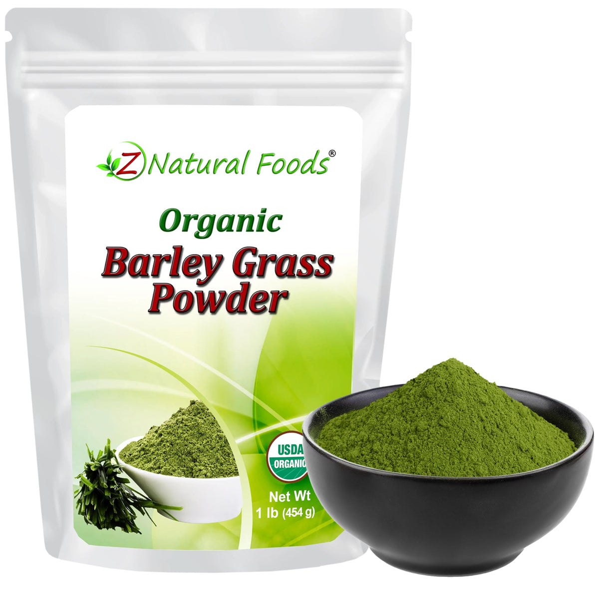 Z Natural Foods Organic Barley Grass Powder 454g front view