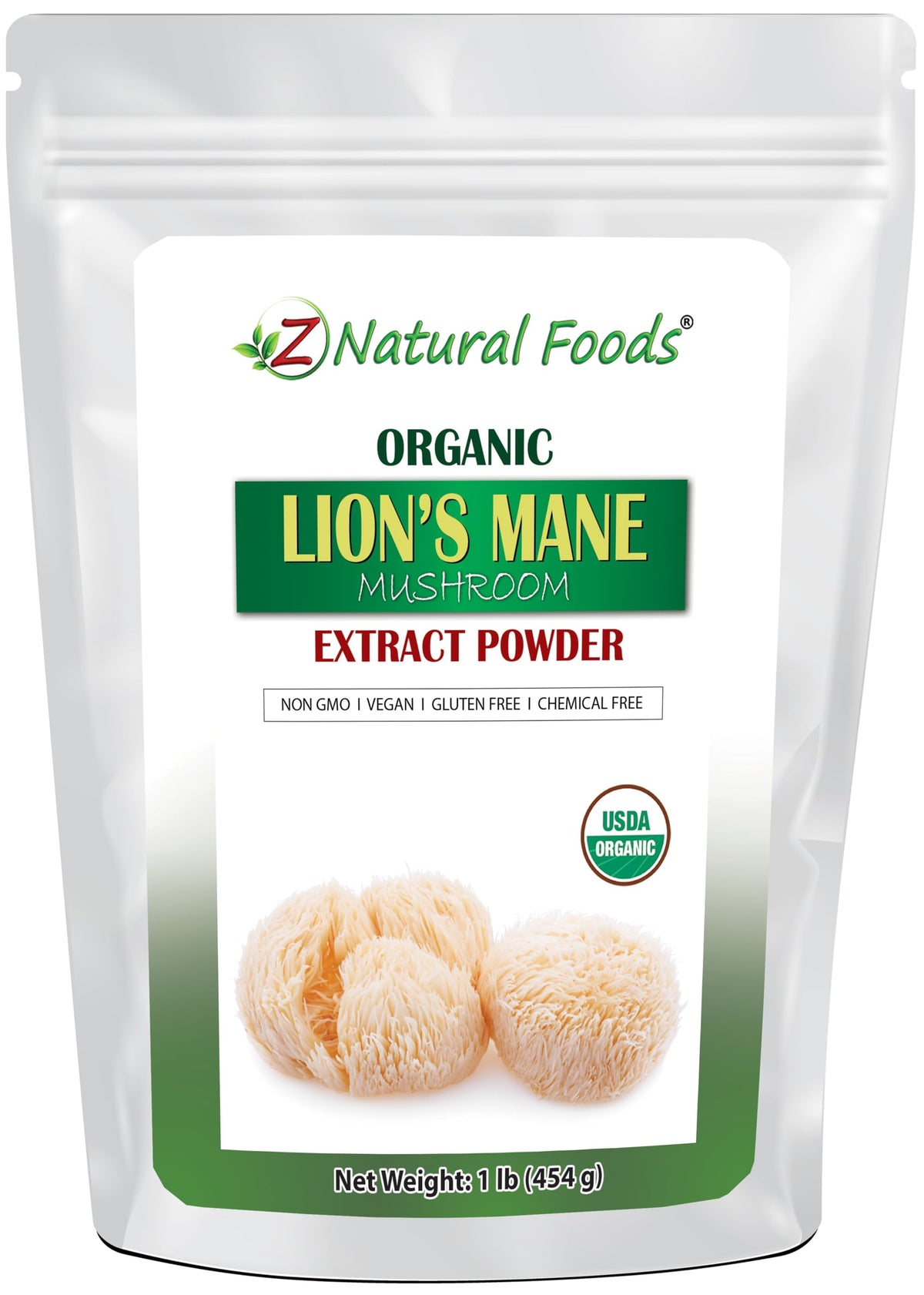 Z Natural Foods Organic Lion’s Mane Powder 472g front view