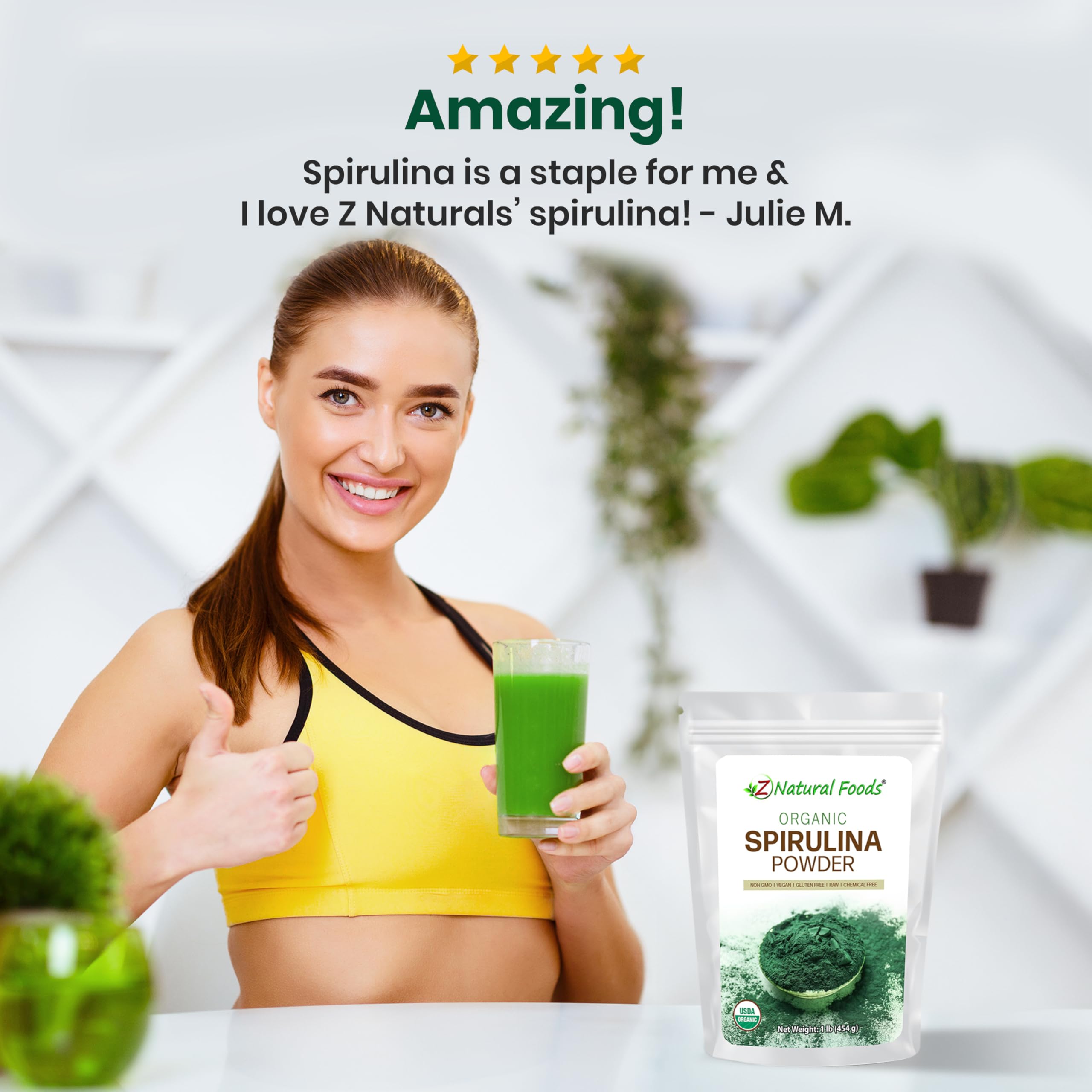 Z Natural Foods Organic Spirulina Powder 454g in a bowl