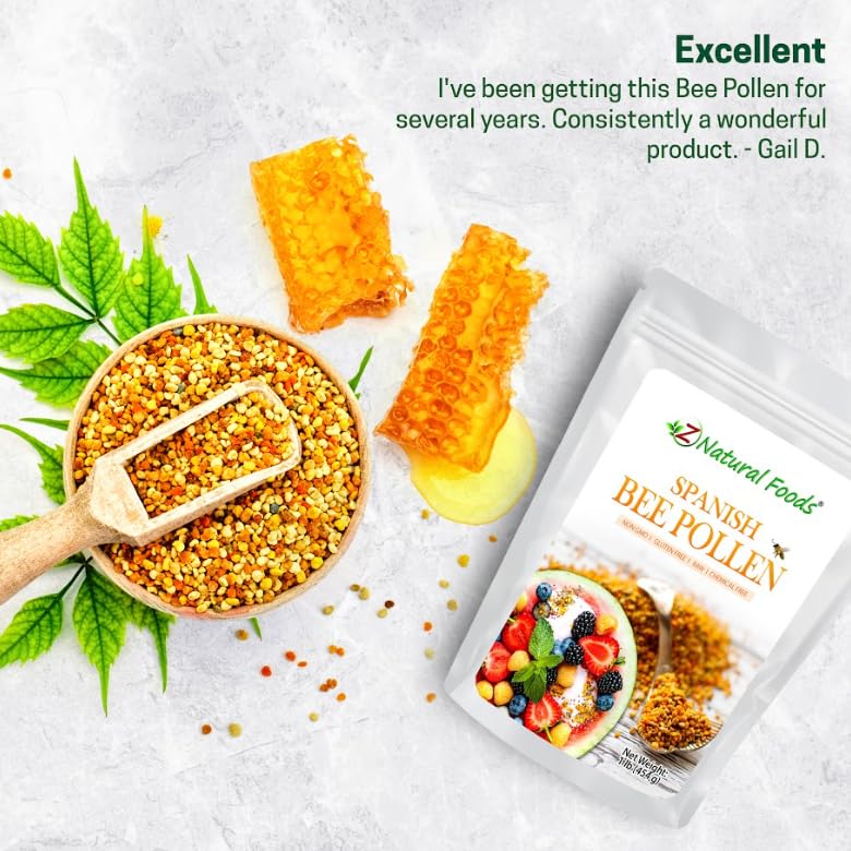 Z Natural Foods Raw Bee Pollen Granules 454g on a salad