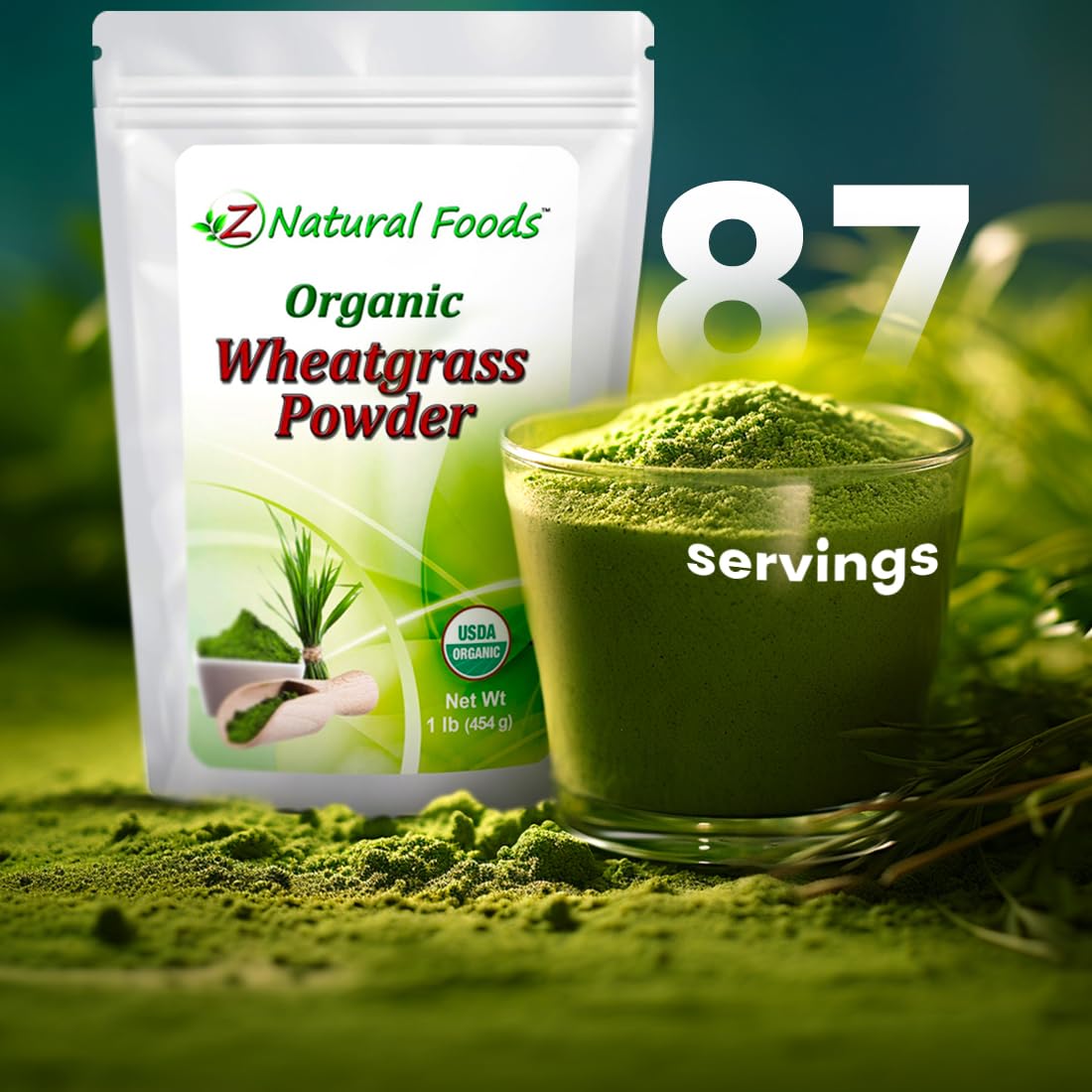 Z Natural Foods Wheatgrass Powder close-up