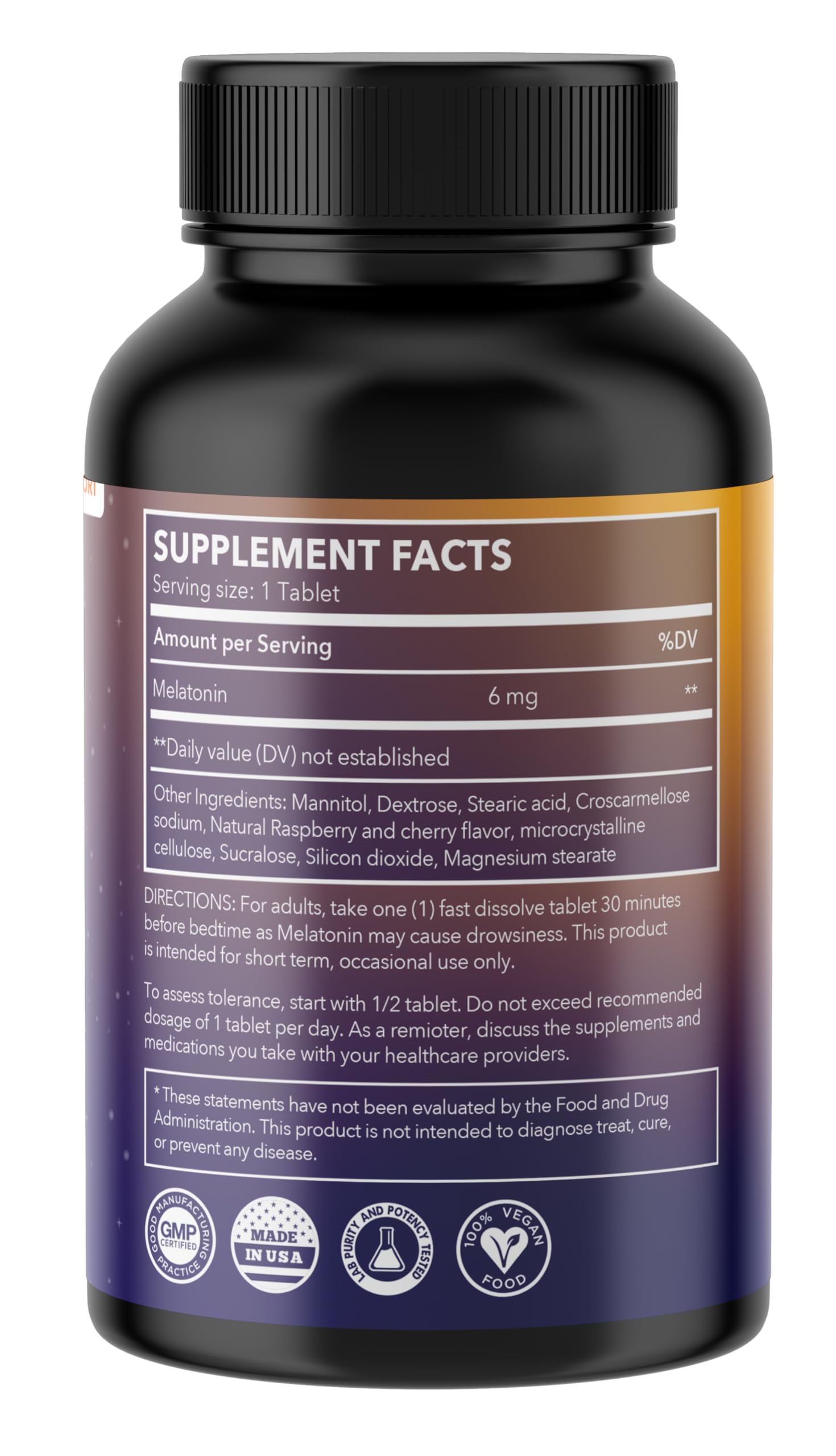 Z Zealthy Life Extra Strength Melatonin Tablets 6mg bottle side view