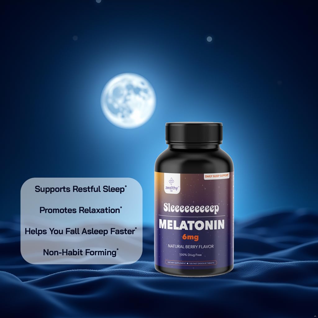Z Zealthy Life Extra Strength Melatonin Tablets 6mg close-up of tablets