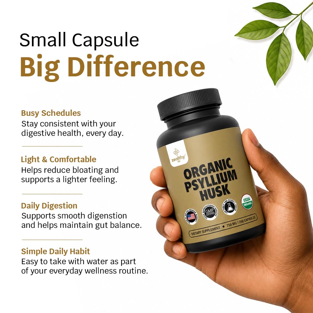 Z Zealthy Life Psyllium Husk Capsules packaging dimensions