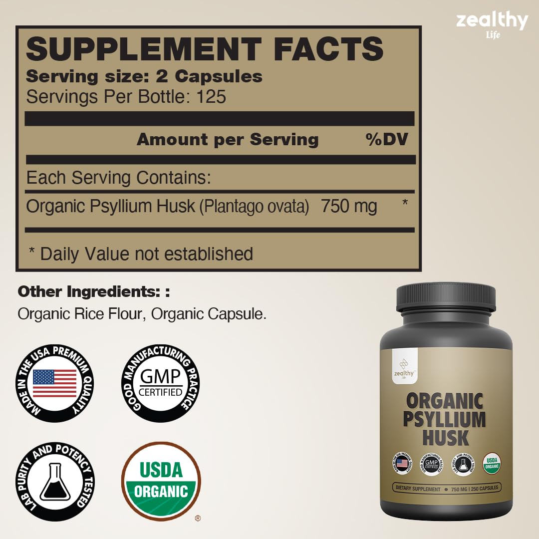 Z Zealthy Life Psyllium Supplement 340g nutritional information