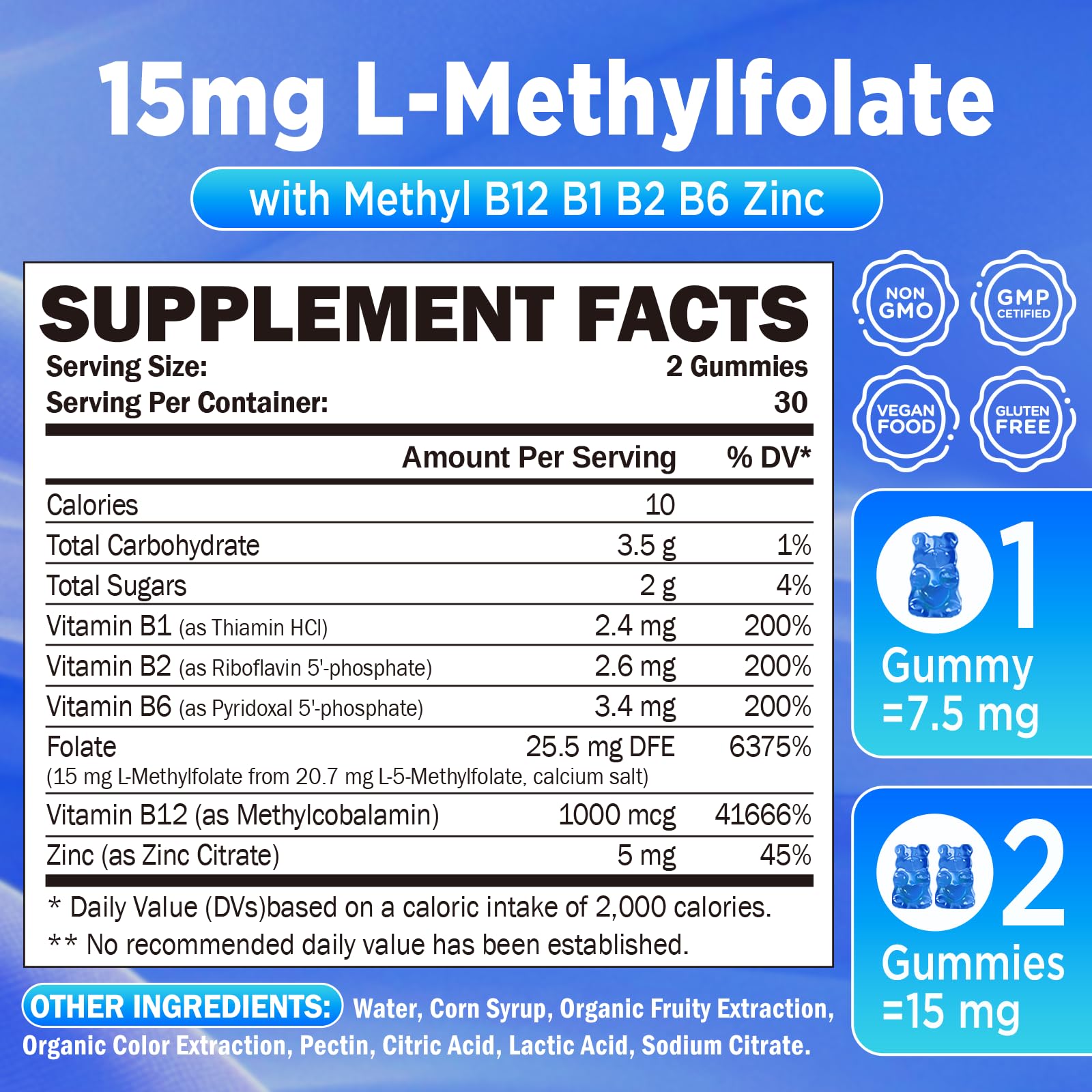 ZA'ZA K ORGANICS L-Methylfolate Gummies packaging