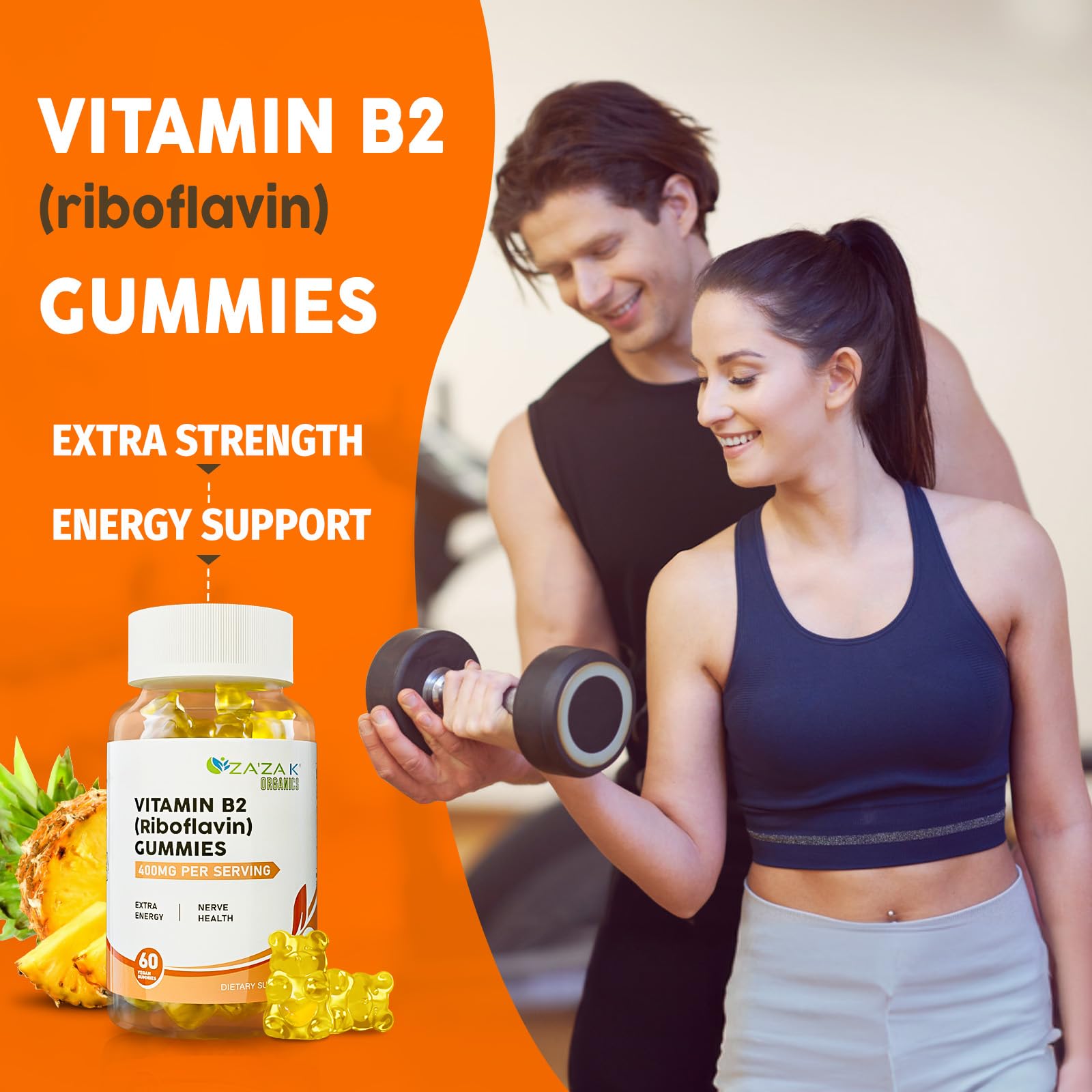 ZA'ZA K ORGANICS Vitamin B2 Gummies in a hand