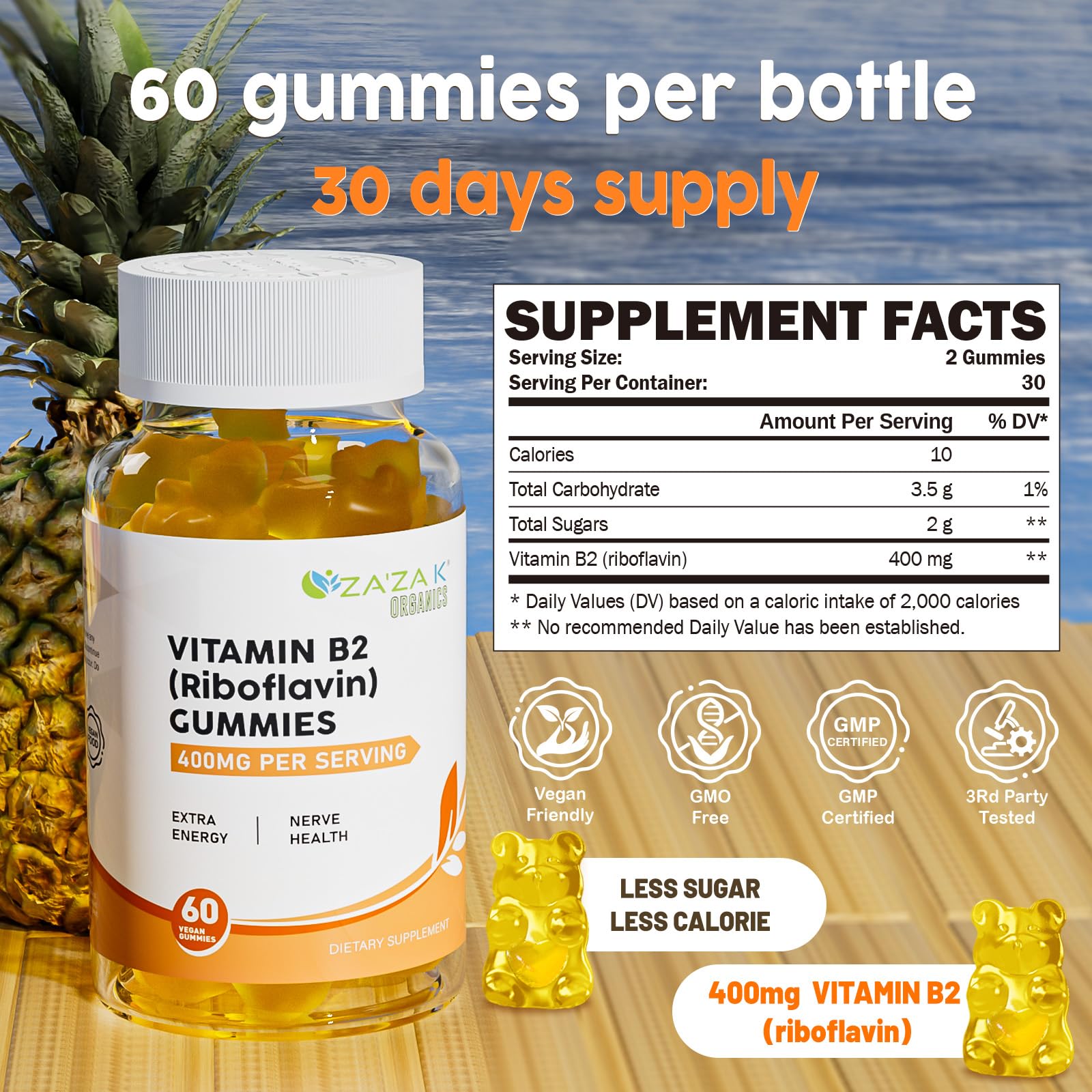 ZA'ZA K ORGANICS Vitamin B2 Gummies packaging