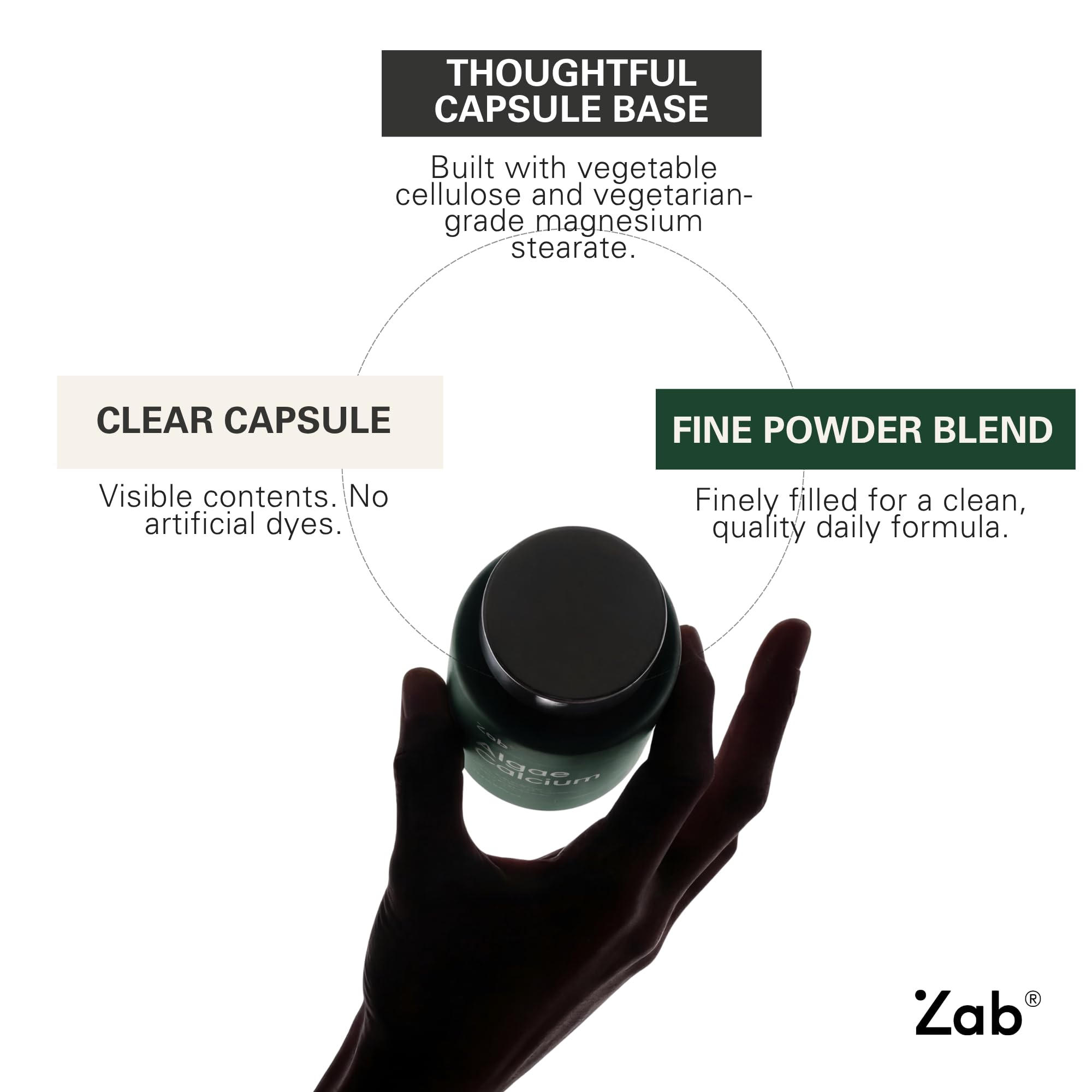 ZAB Algae Calcium Capsules nutritional information