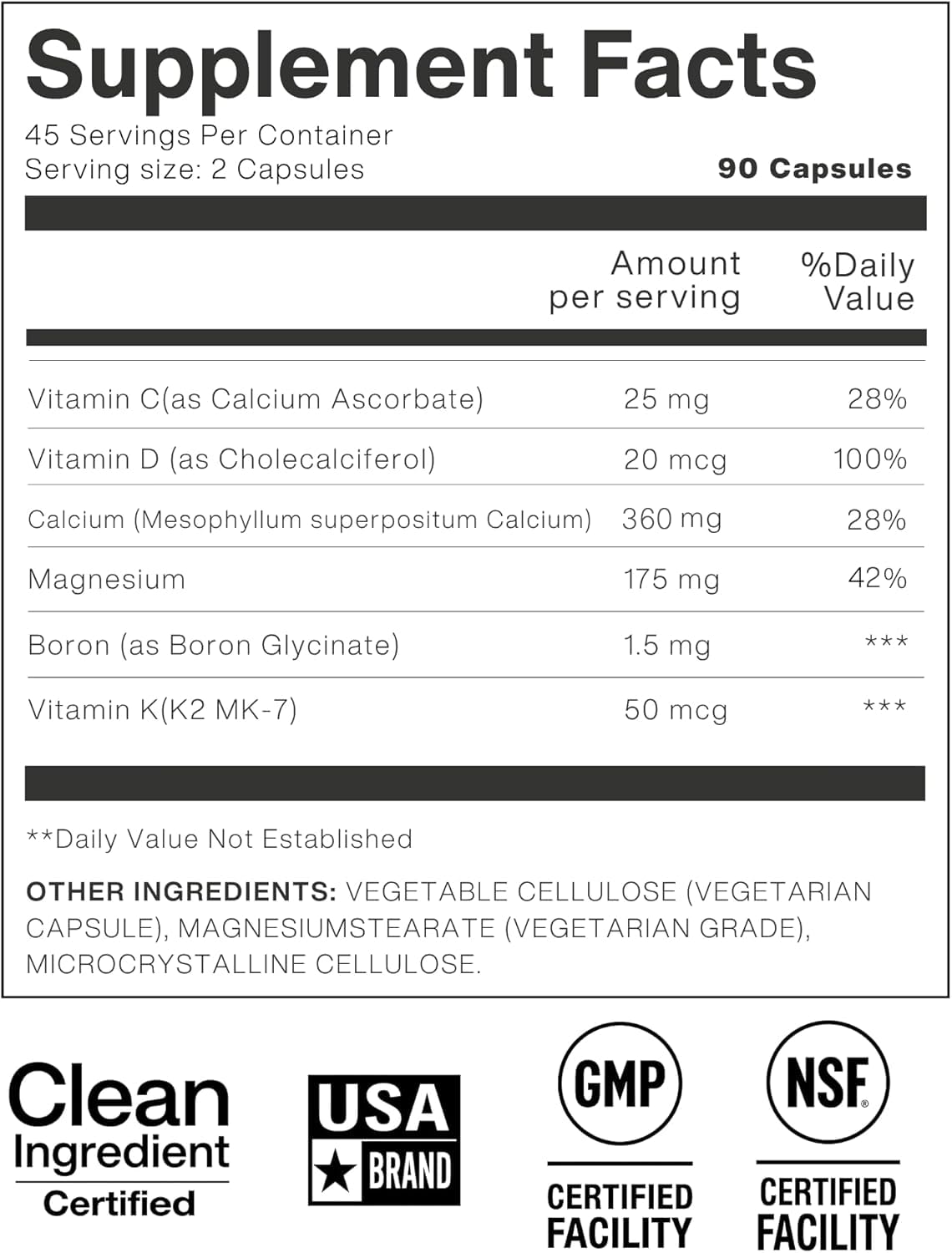 ZAB Algae Calcium Capsules packaging details