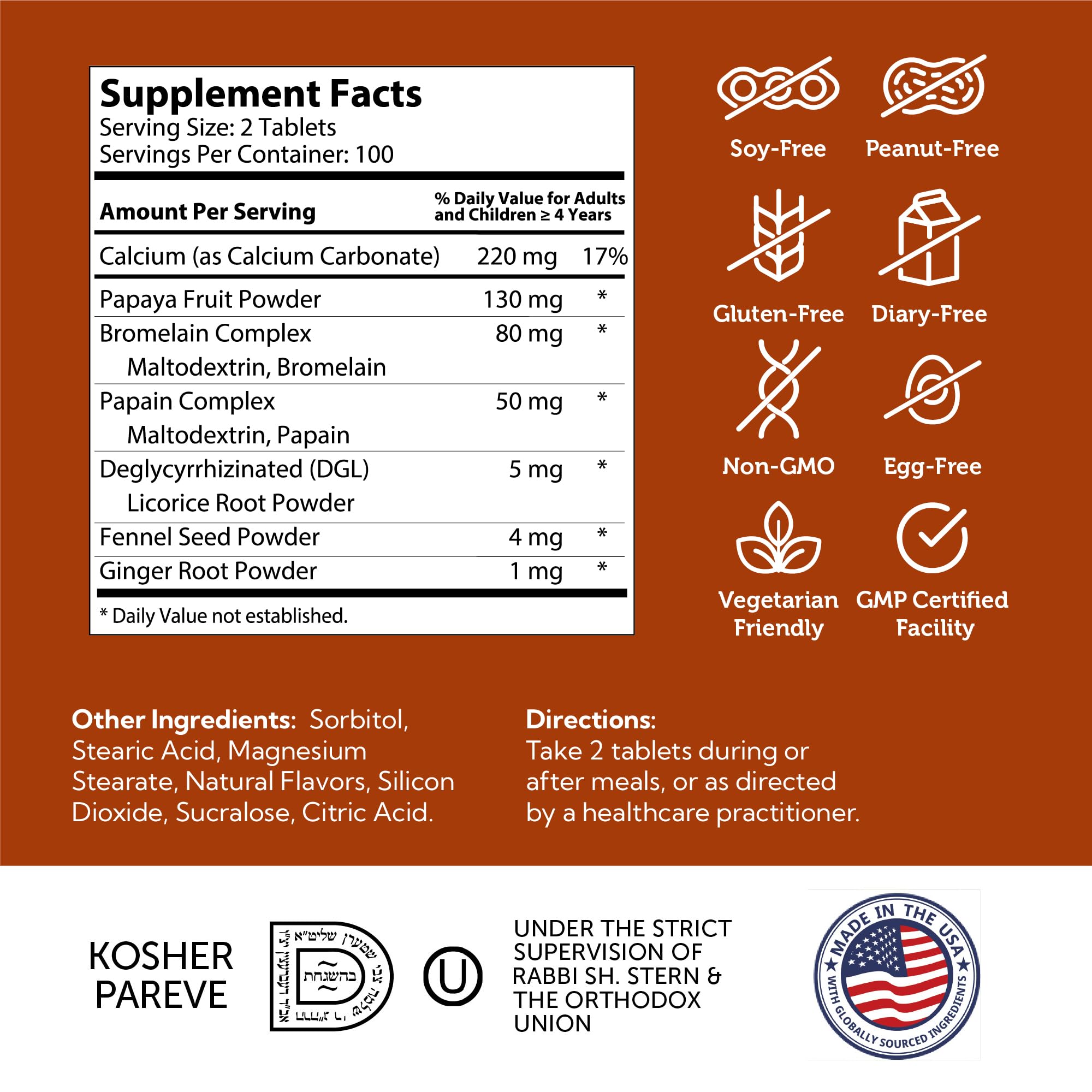 Zahler Aftermeals Chewable Tablets with a close-up of the tablet
