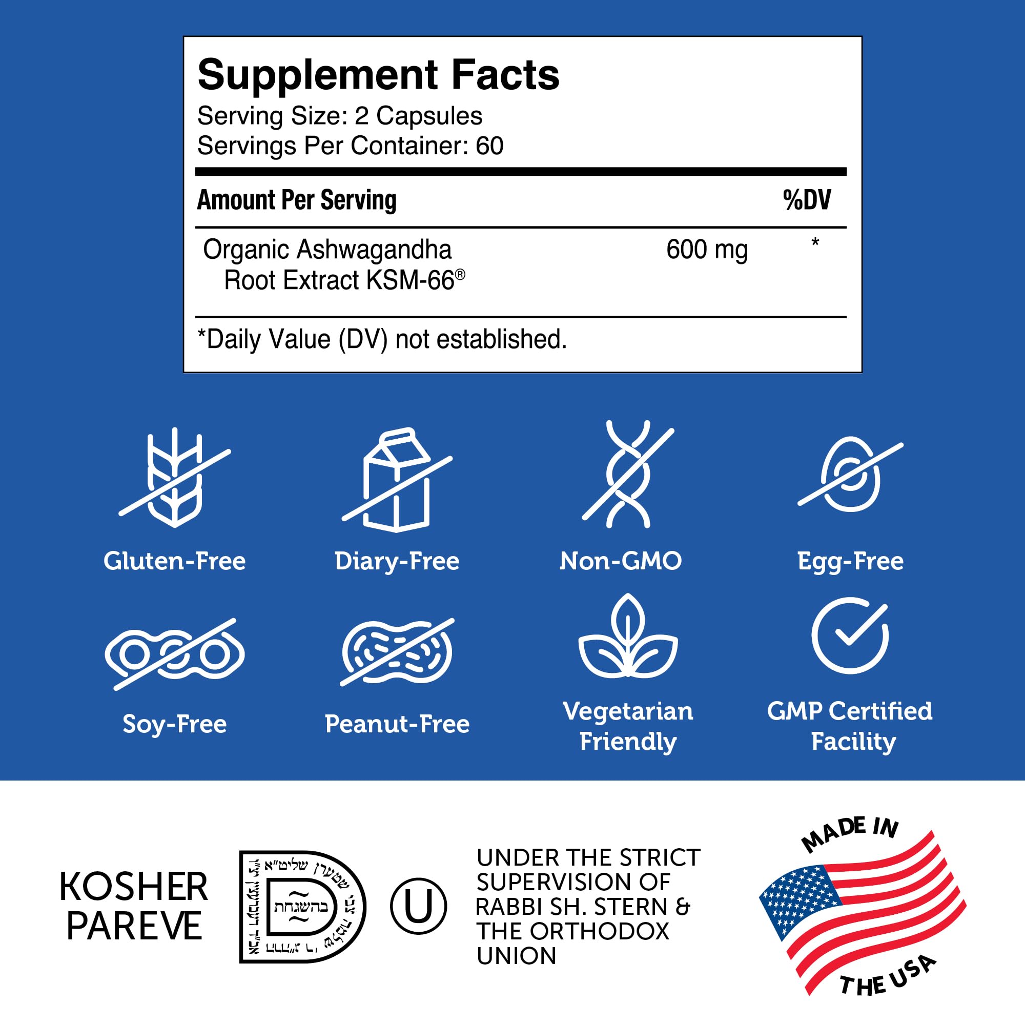 Zahler Ashwagandha KSM-66 Capsules 600mg ingredients list