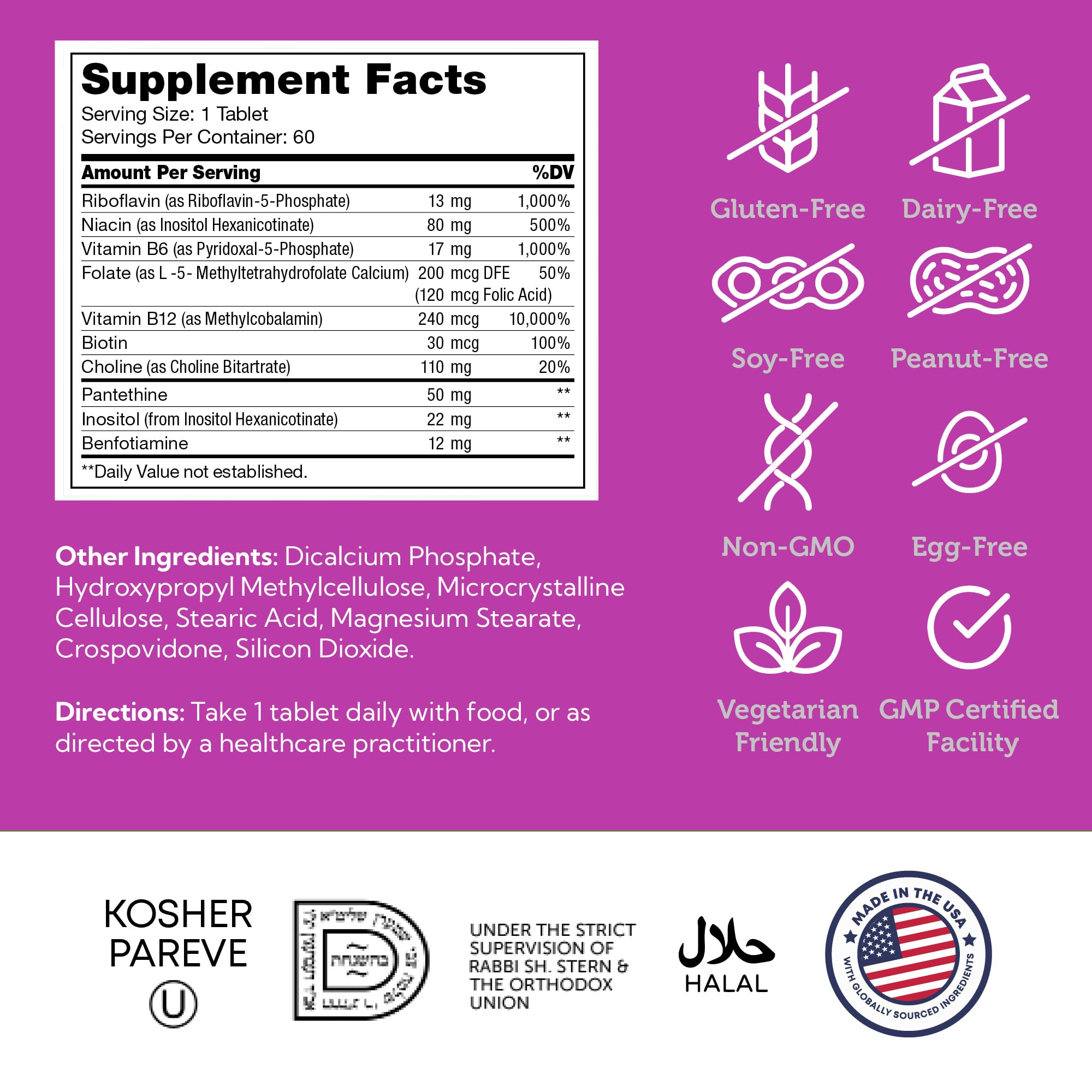 Zahler B-Complex Multivitamin 82g ingredients list