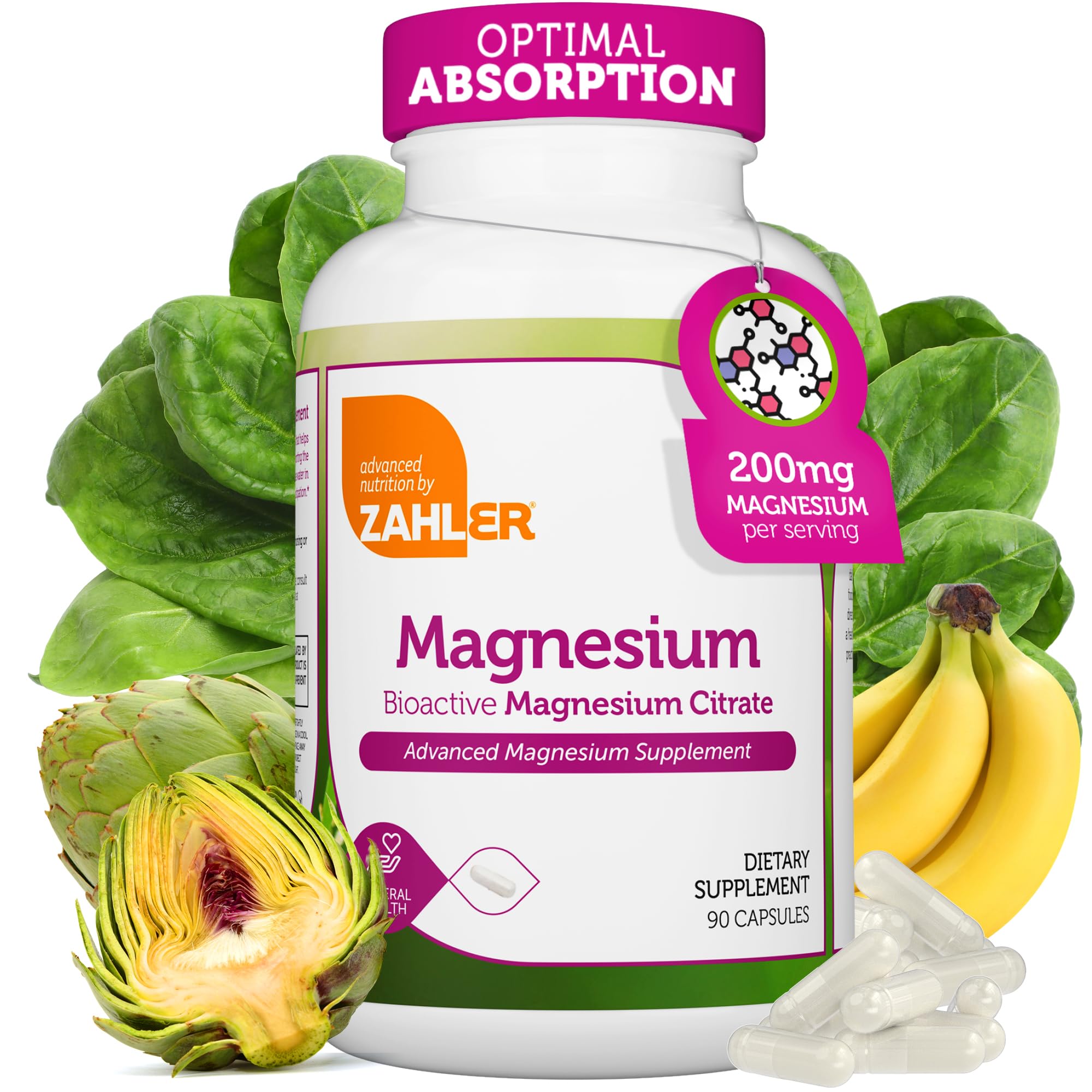 Zahler Bioactive Magnesium Citrate 250 capsules front view