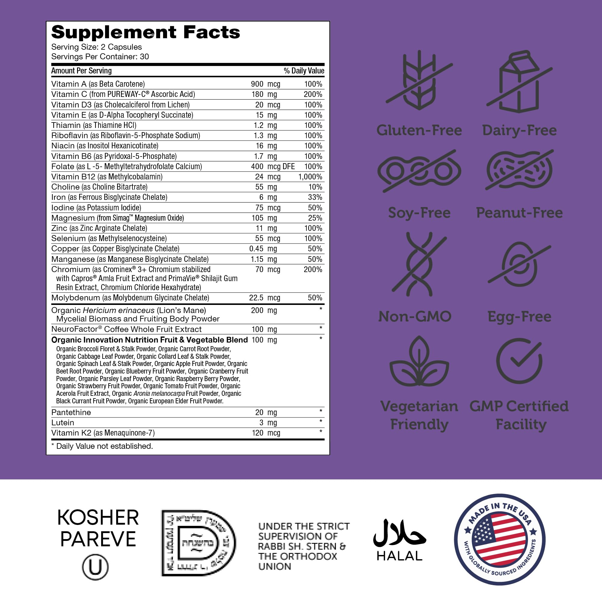 Zahler Brainfood Multivitamin 100g showing serving size on a spoon