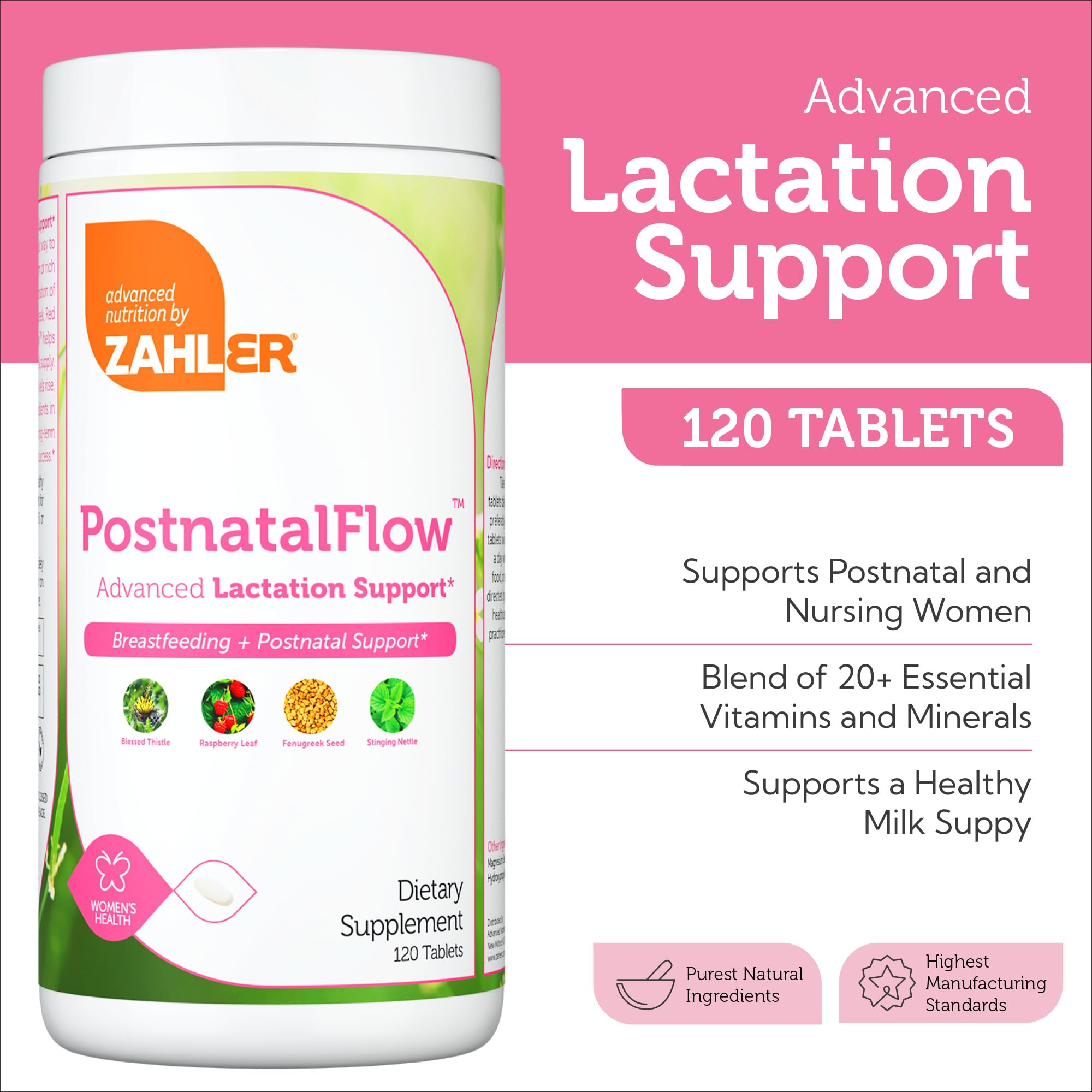 Zahler Breast Feeding & Postpartum Supplement 231g back view