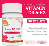 Zahler Chewable Vitamin D3 + K2 Tablets showing peach apricot flavour