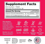 Zahler Chewable Vitamin D3 + K2 Tablets side view with dosage details