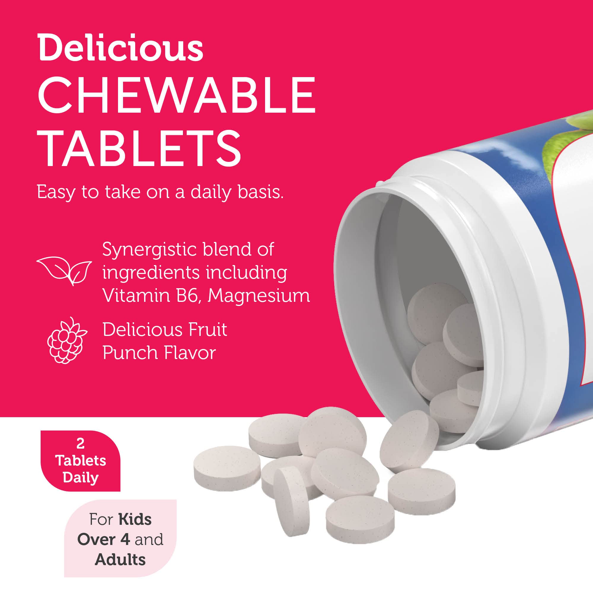 Zahler Childcalm Chewable Tablets with fruit punch flavour illustration