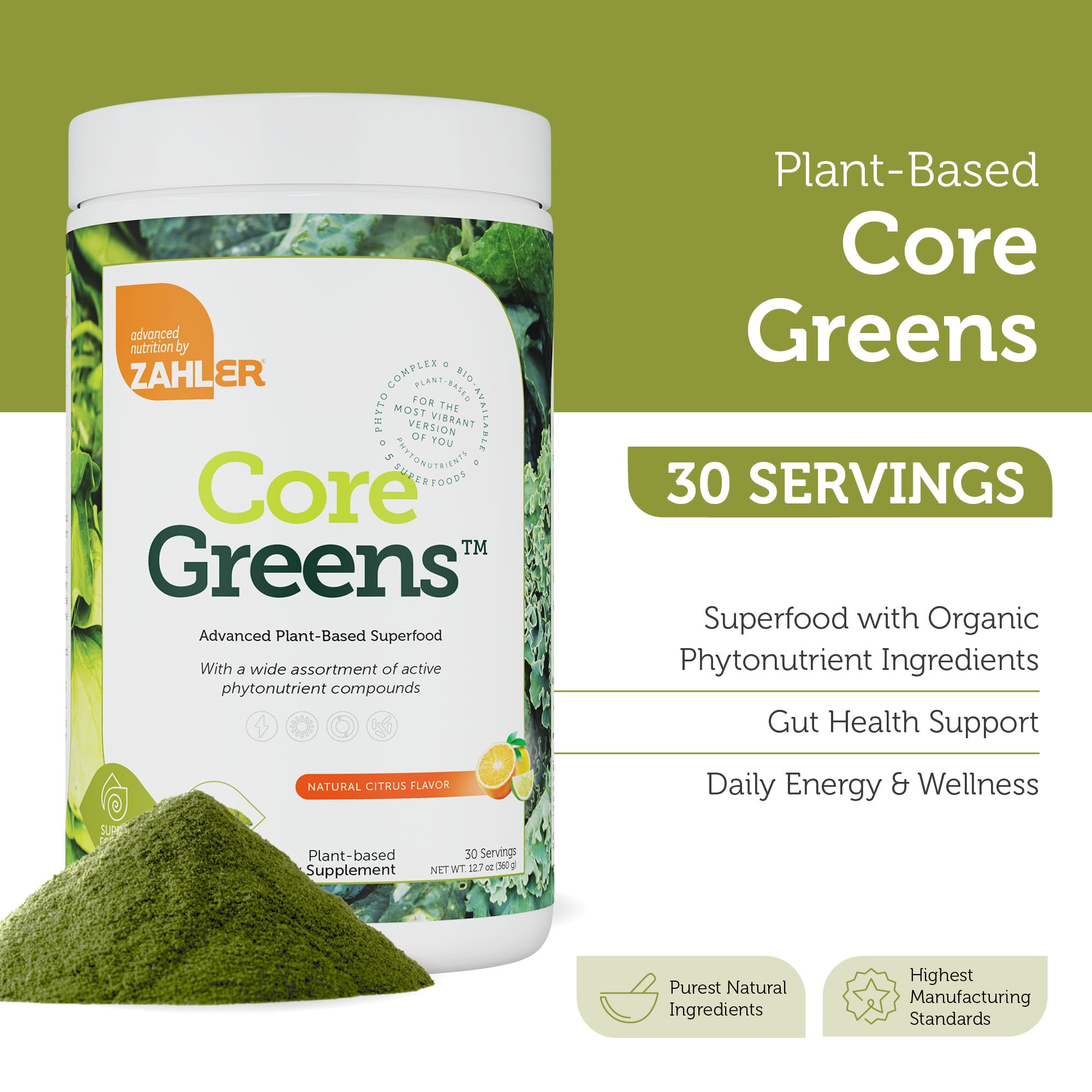 Zahler Core Greens Organic Superfood Powder 440g packaging