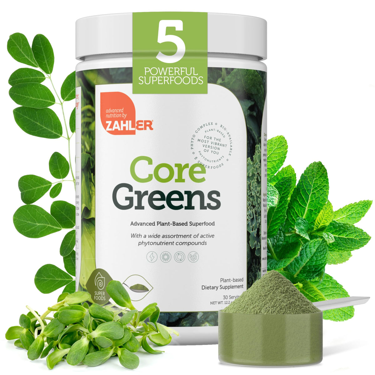 Zahler Core Greens Spirulina Powder front view packaging