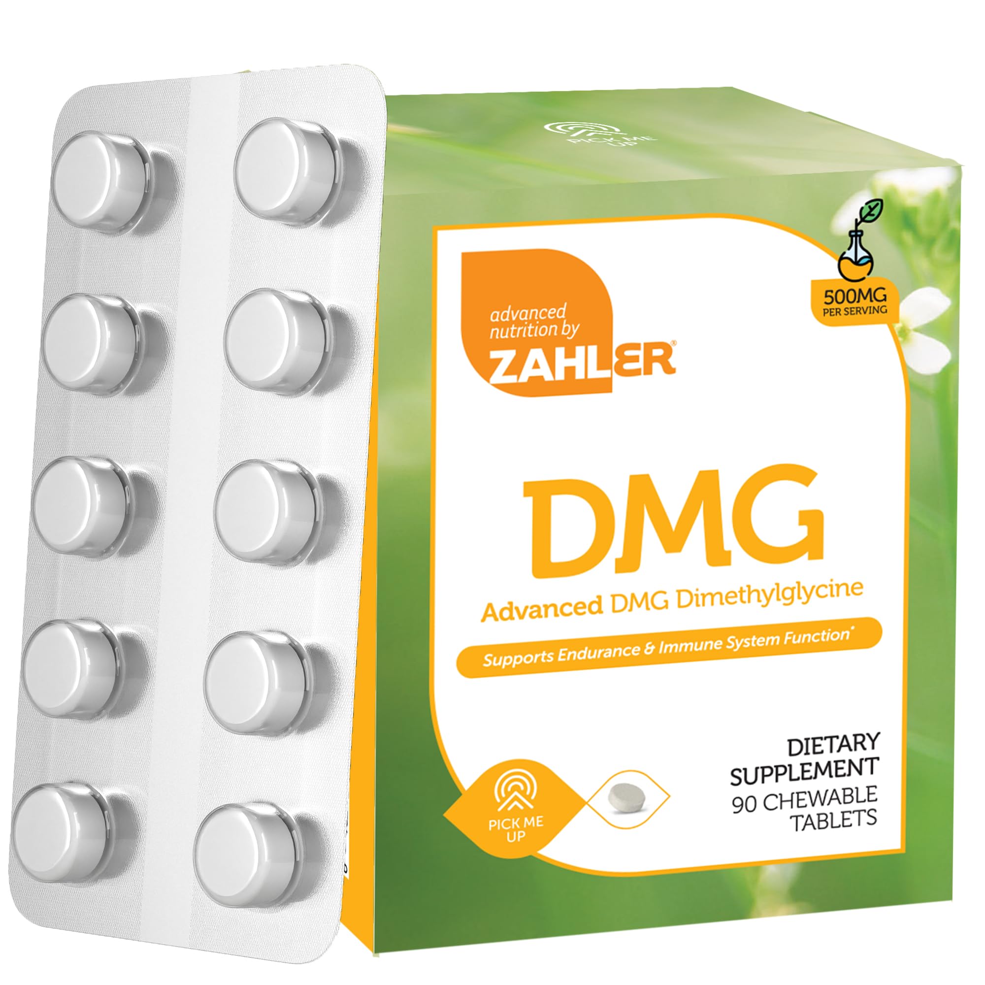 Zahler DMG Dimethylglycine Chewable Tablets 500mg front view