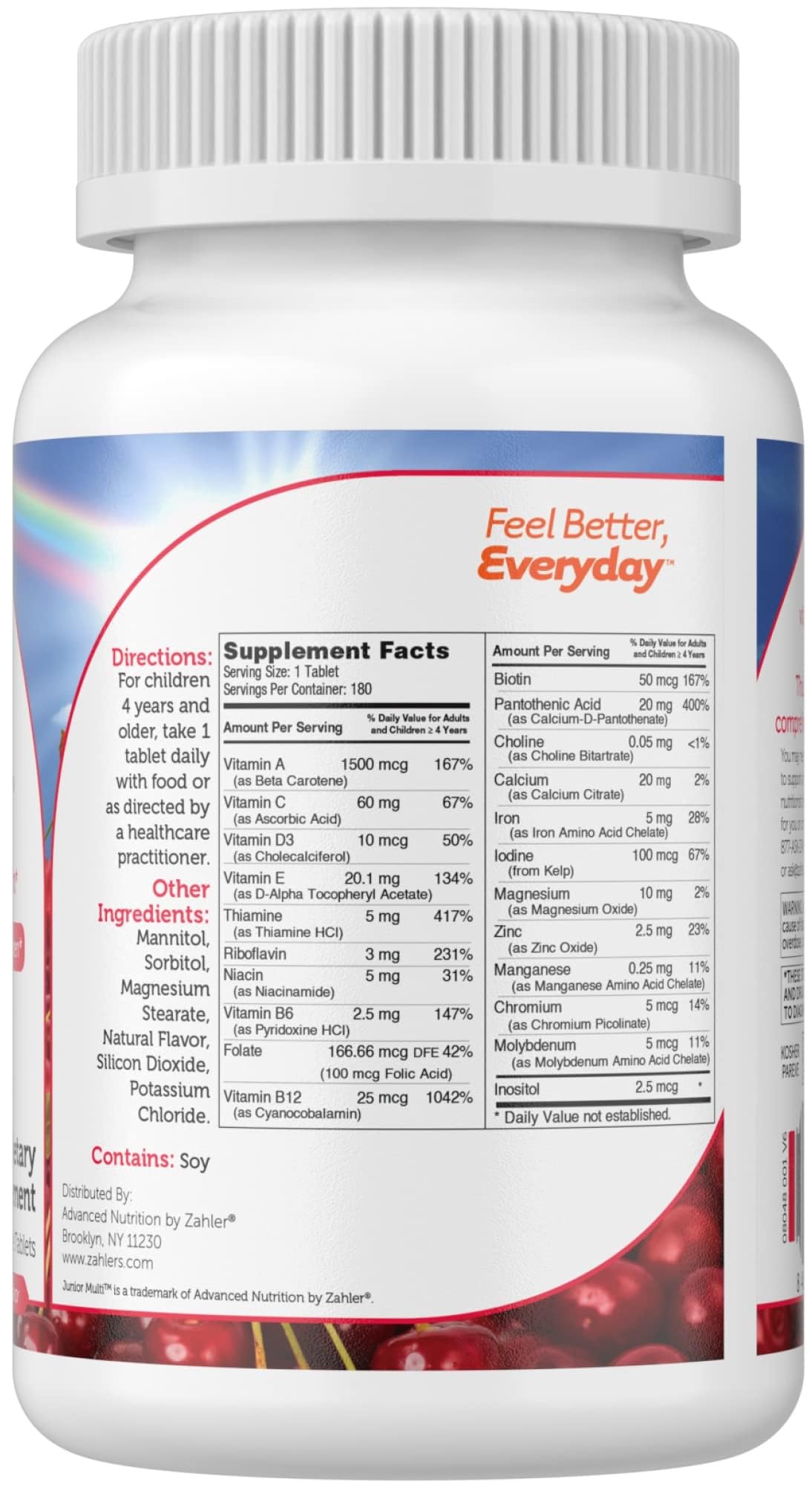 Zahler Junior Multi Children's Multivitamin packaging side view