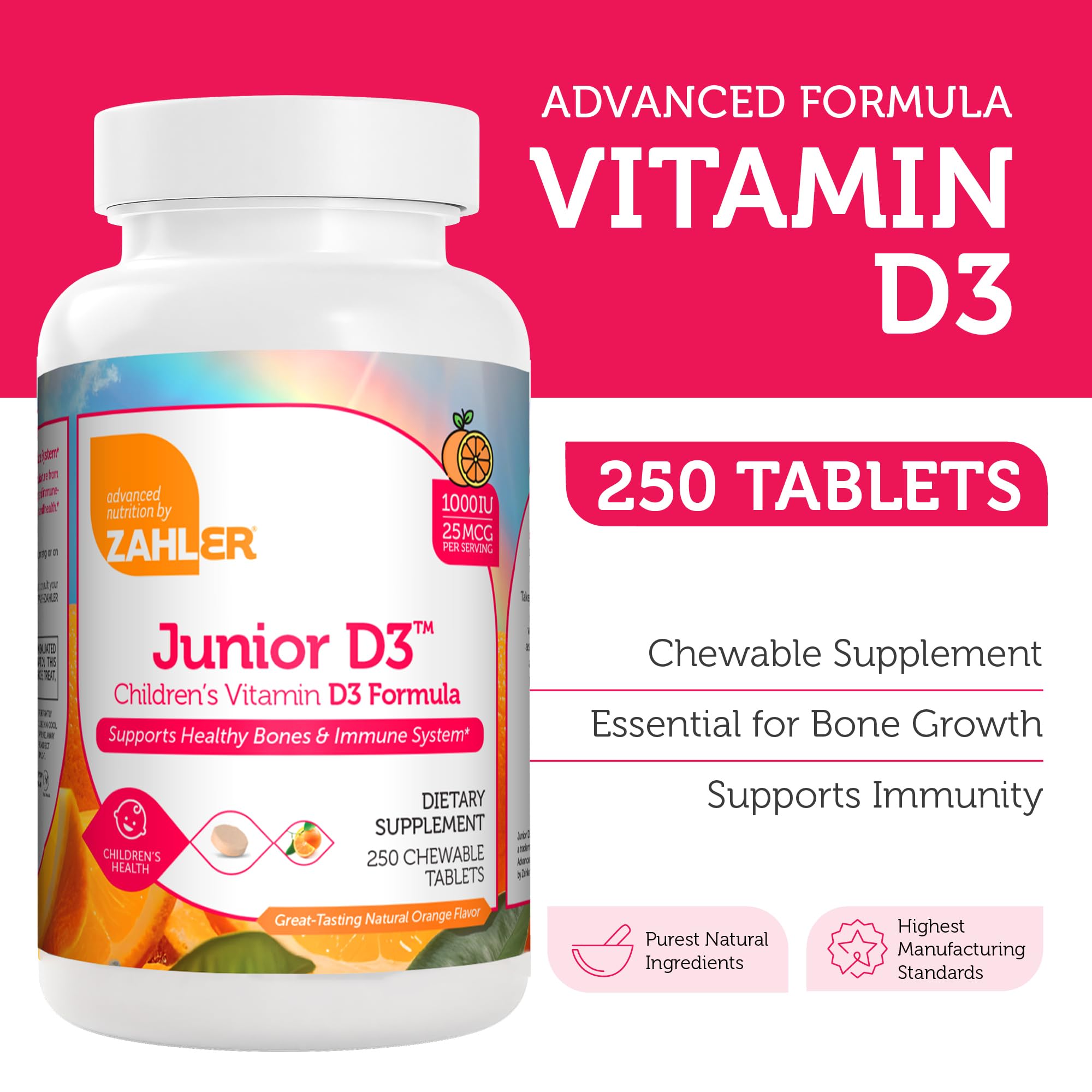 Zahler Junior Vitamin D3 Chewables side view packaging
