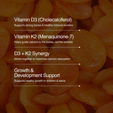Zahler Junior Vitamin D3 & K2 chewable tablets in a child's hand