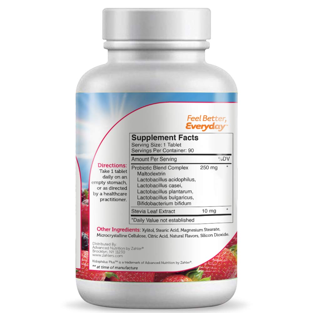 Zahler Kidophilus Plus packaging with berry flavour description