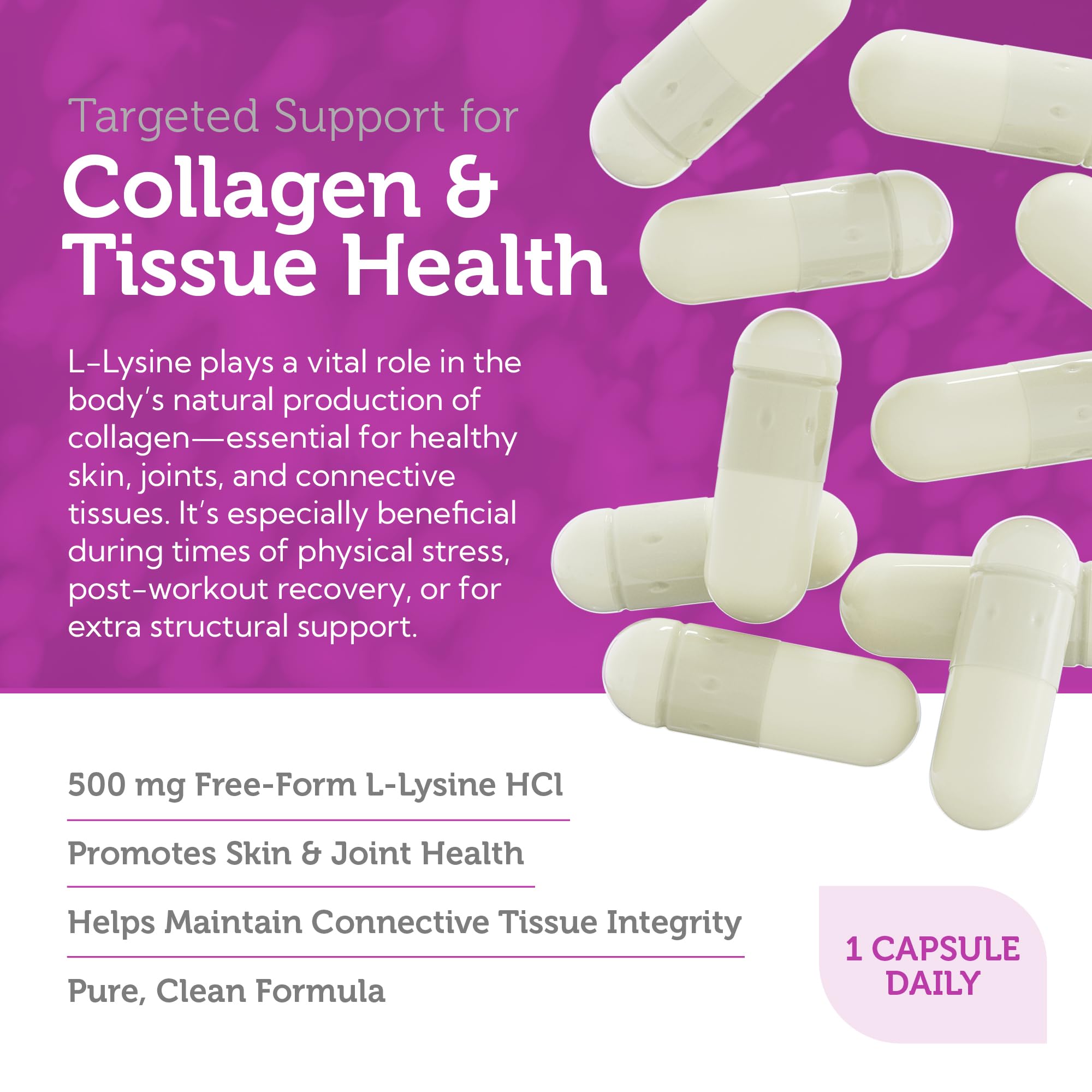 Zahler L-Lysine Supplement 500mg capsules in hand