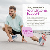 Zahler L-Lysine Supplement 500mg capsules on a table