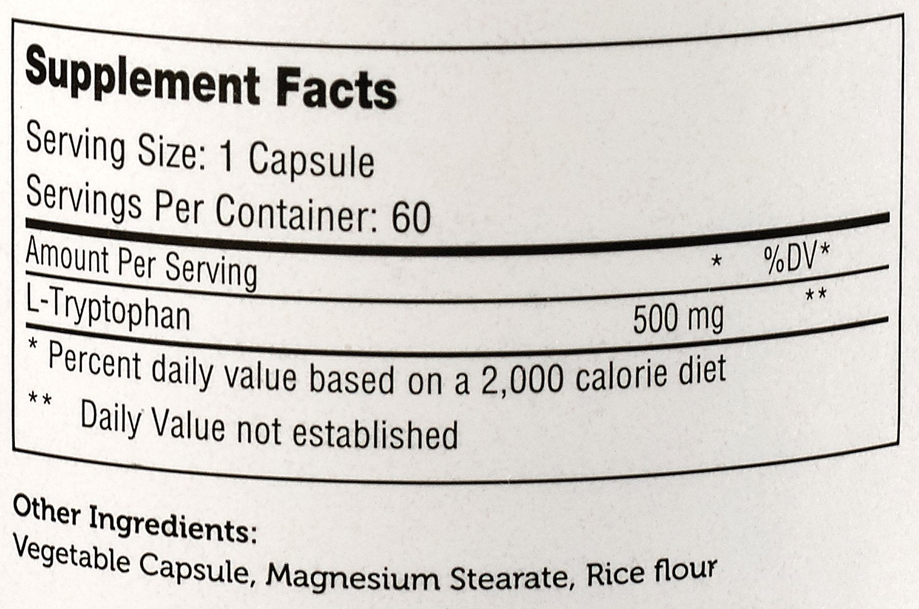 Zahler L-Tryptophan 500mg supplement with a measuring spoon