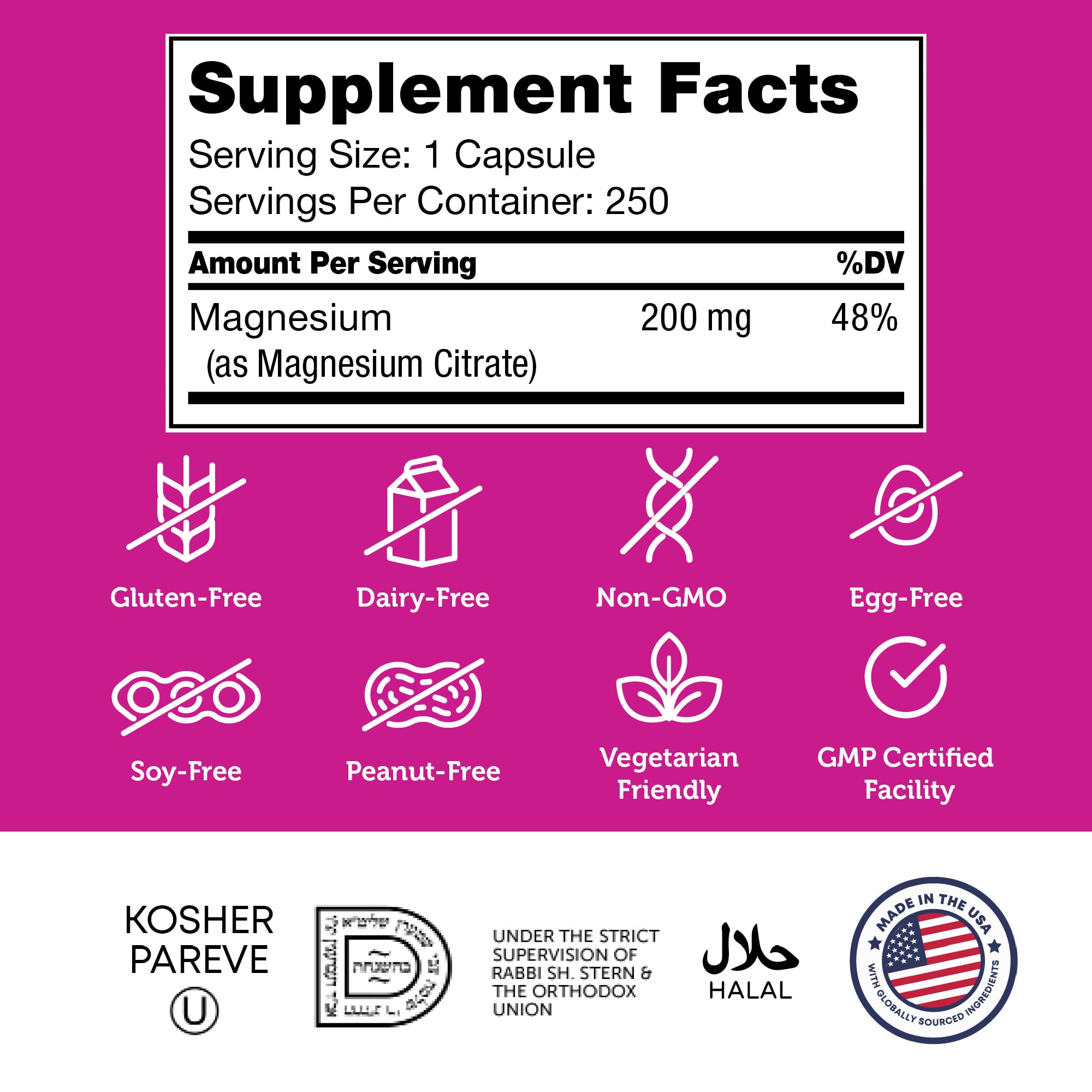 Zahler Magnesium Citrate label close-up