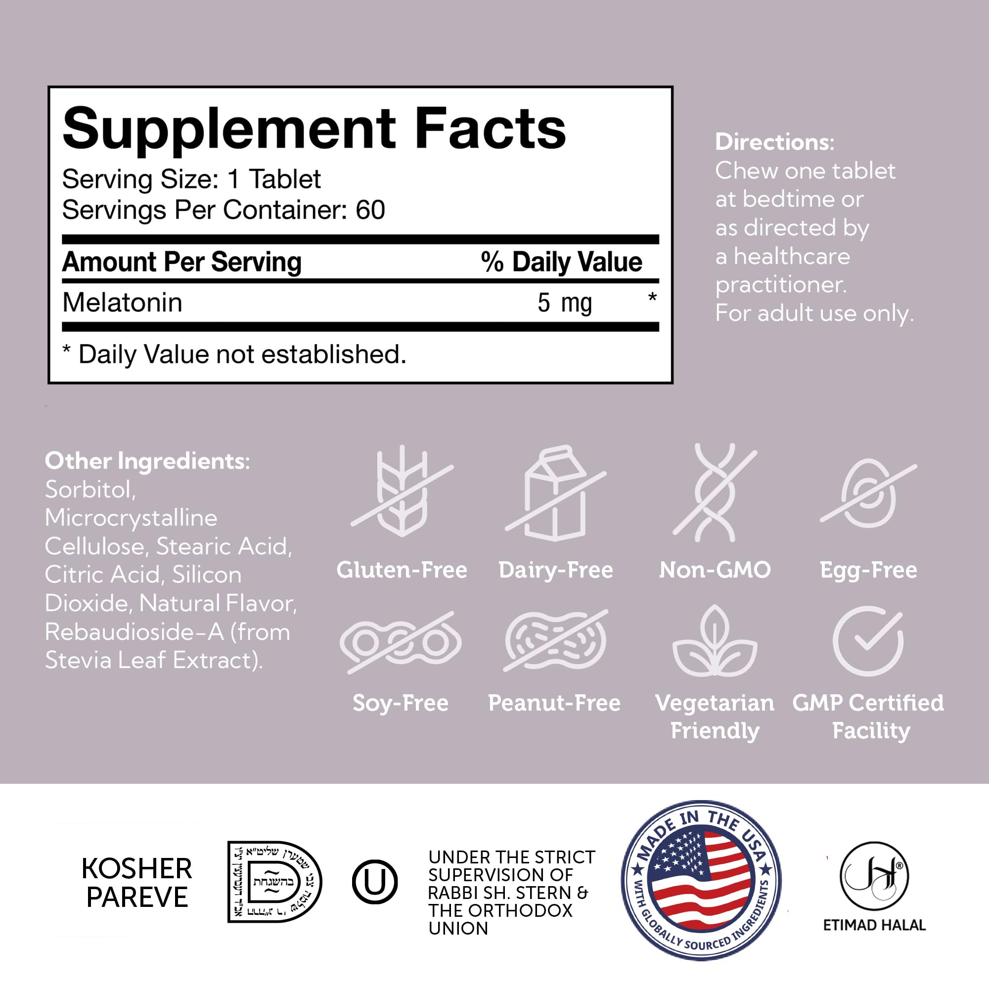 Zahler Melatonin 5mg Chewable Tablets in a lifestyle setting