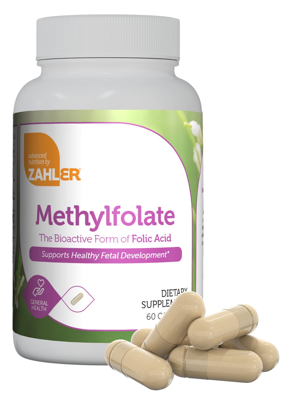 Zahler Methyl Folate 1000 Mcg capsule bottle front view