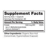 Zahler Methyl Folate 1000 Mcg capsules on a wooden table