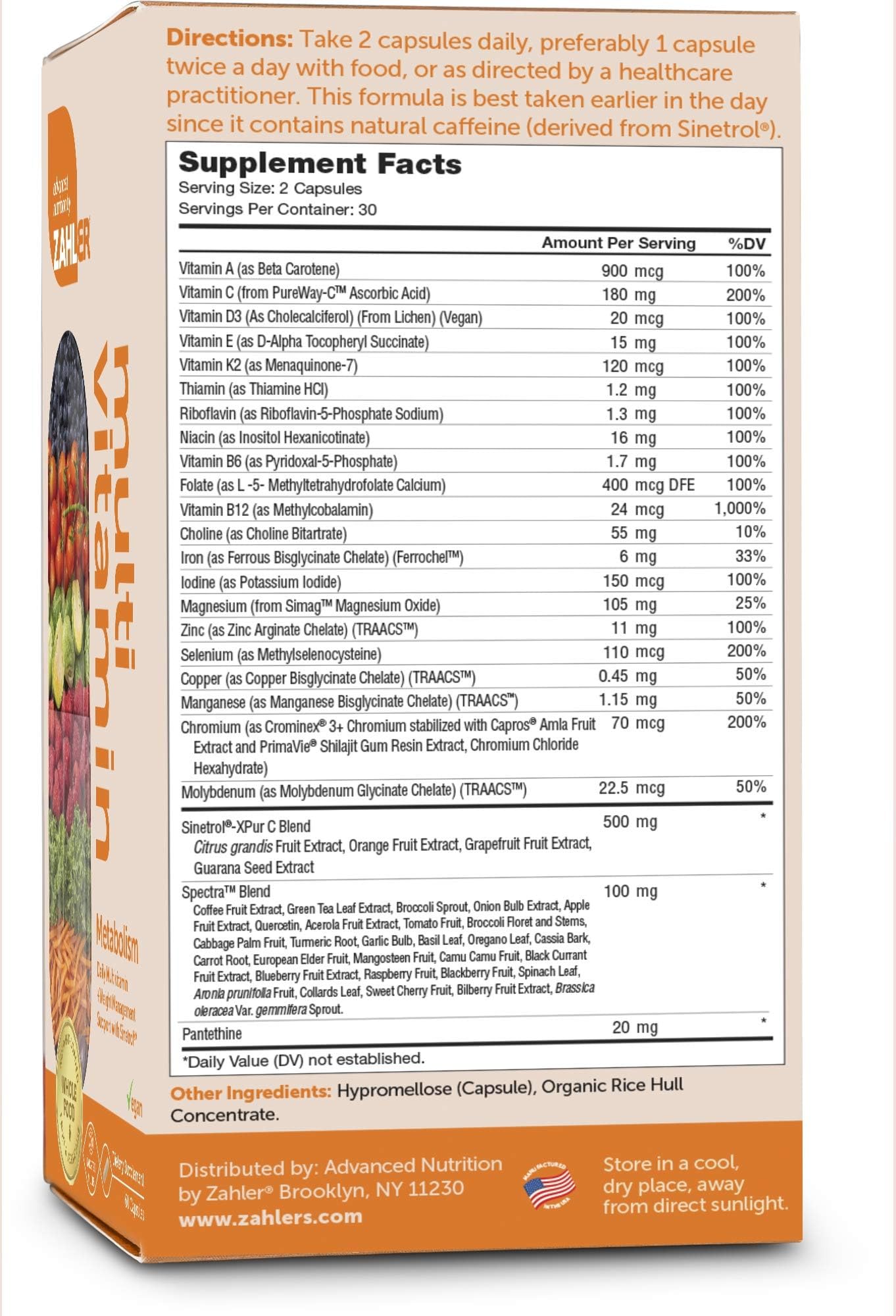 Zahler Multivitamin for Women and Men 100g side view