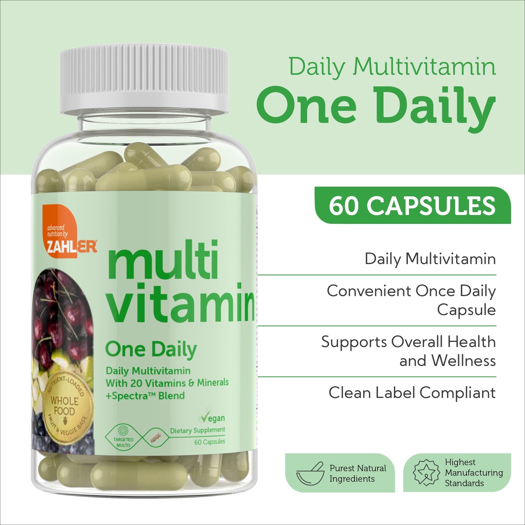 Zahler Multivitamin One Daily lifestyle scene with fruits
