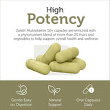 Zahler Multivitamins for Seniors ingredients list on back of packaging