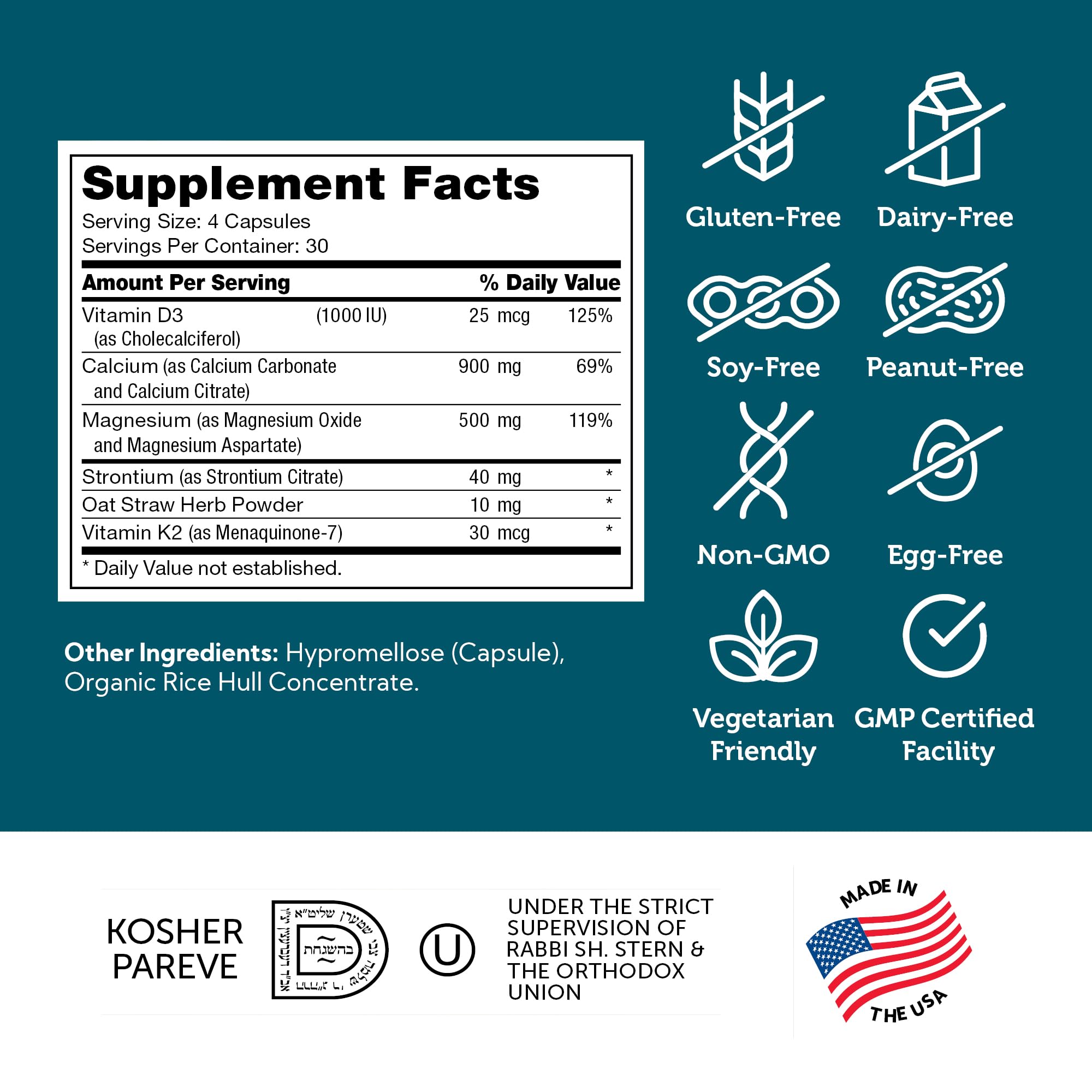 Zahler Powercal Calcium Magnesium Supplement nutritional facts
