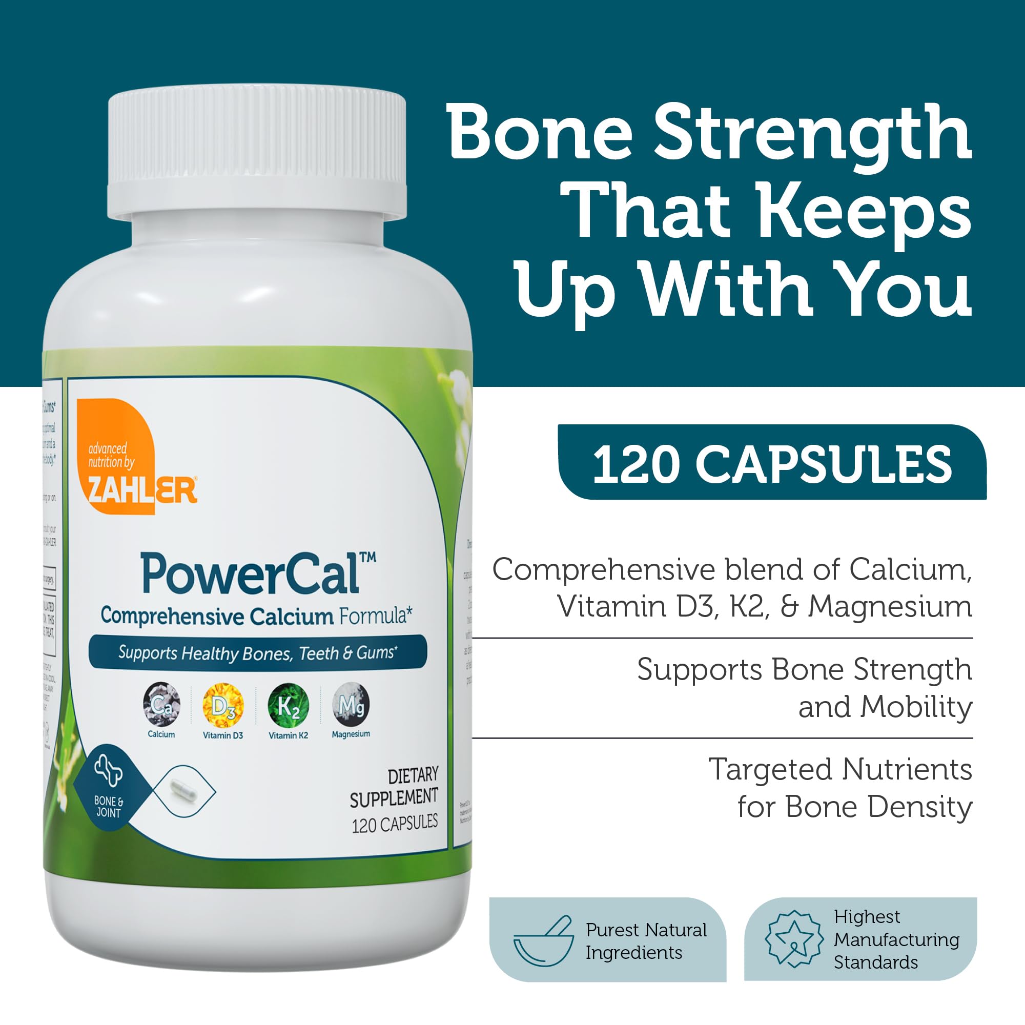 Zahler Powercal Calcium Magnesium Supplement side view
