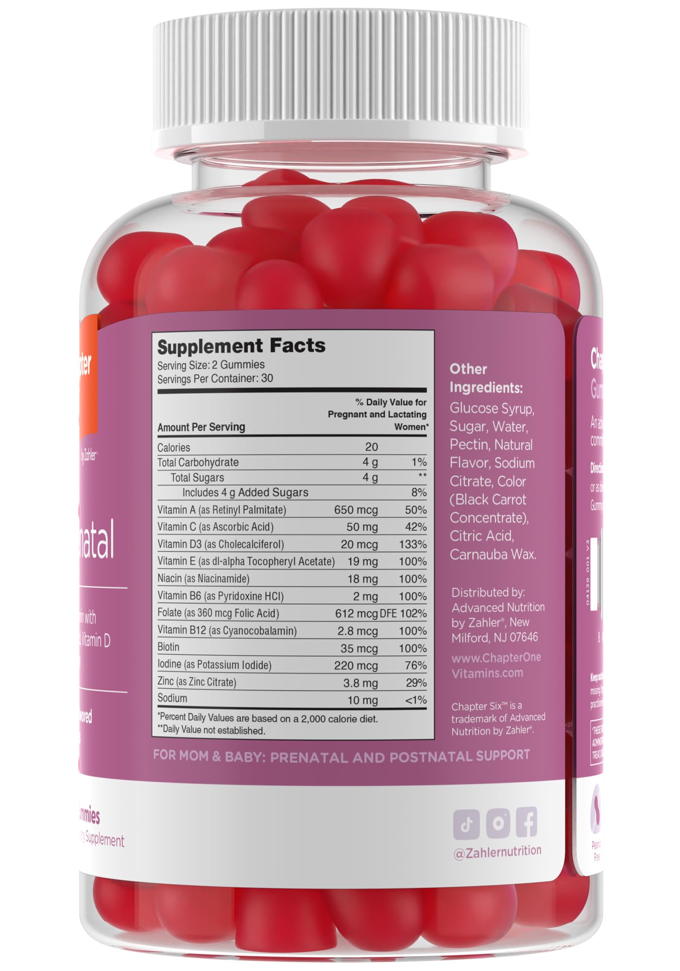 Zahler Prenatal Gummies grape flavour close-up