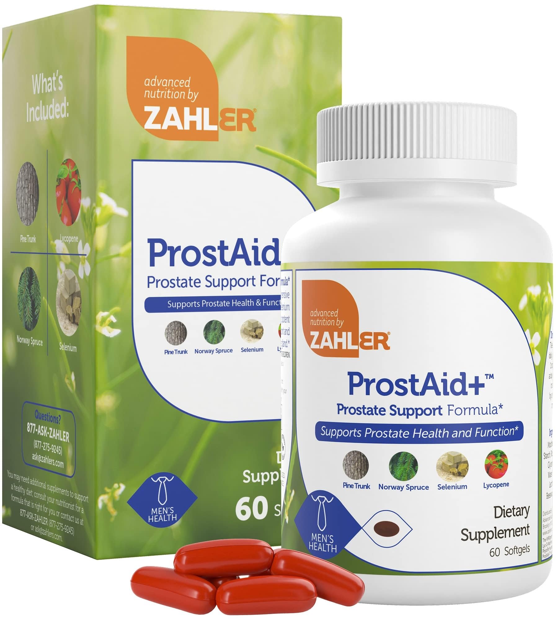 Zahler Prostaid+ supplement front view with packaging