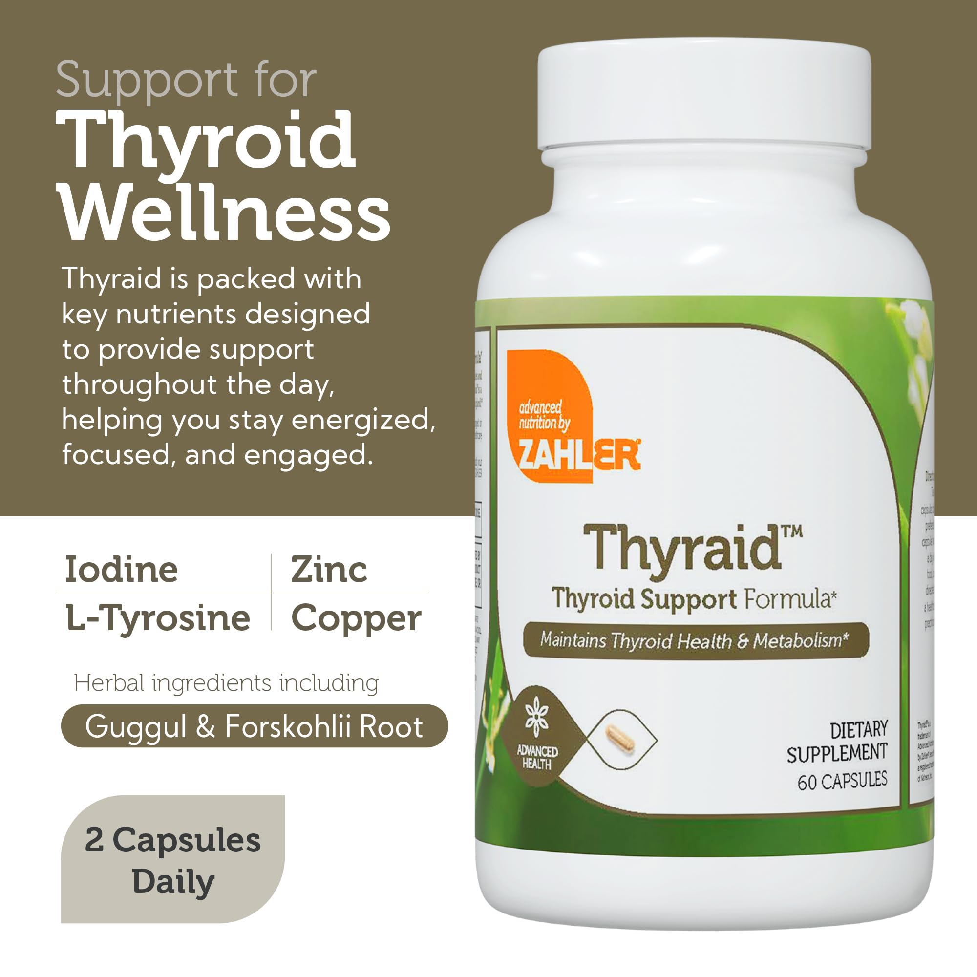 Zahler Thyraid label close-up showing ingredients