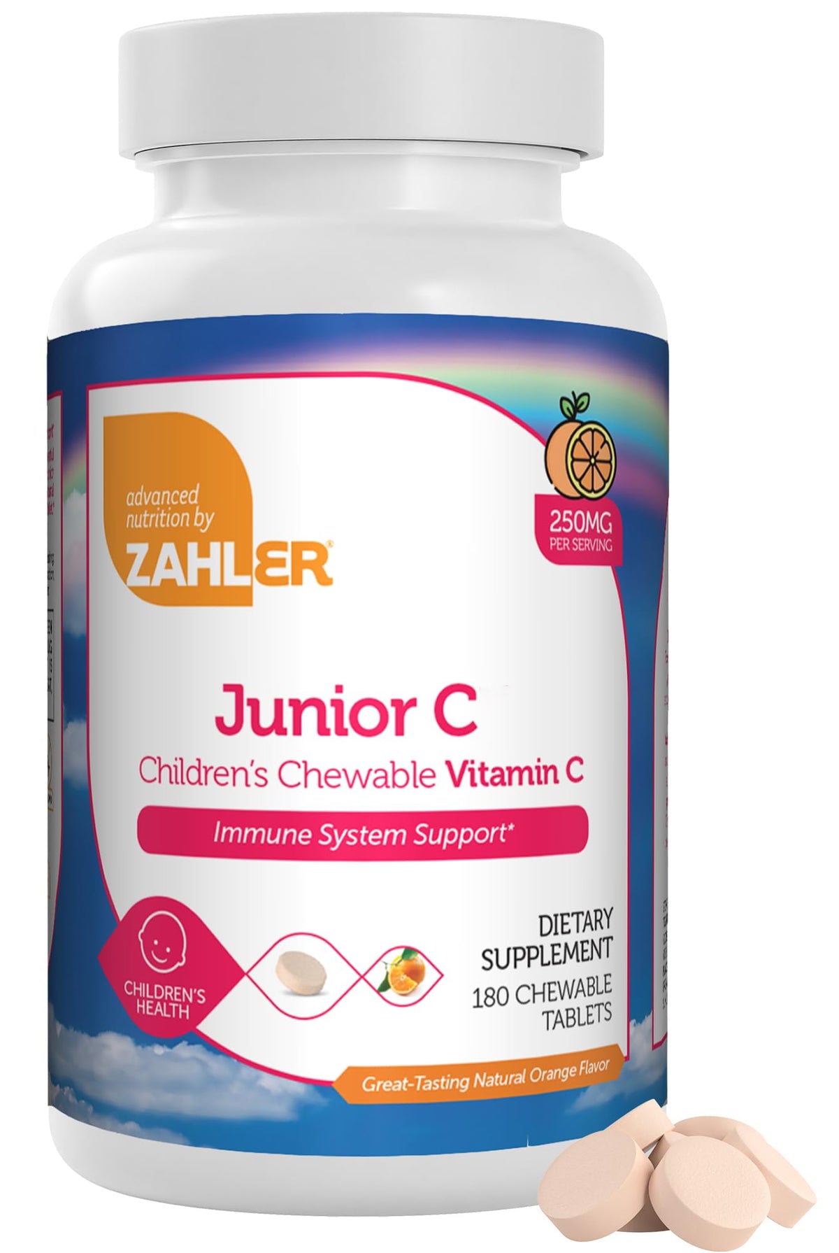 Zahler Vitamin C Junior Chews 250mg front view of packaging