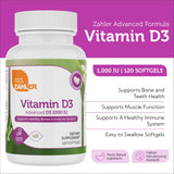 Zahler Vitamin D3 1000 IU Softgels bottle with label