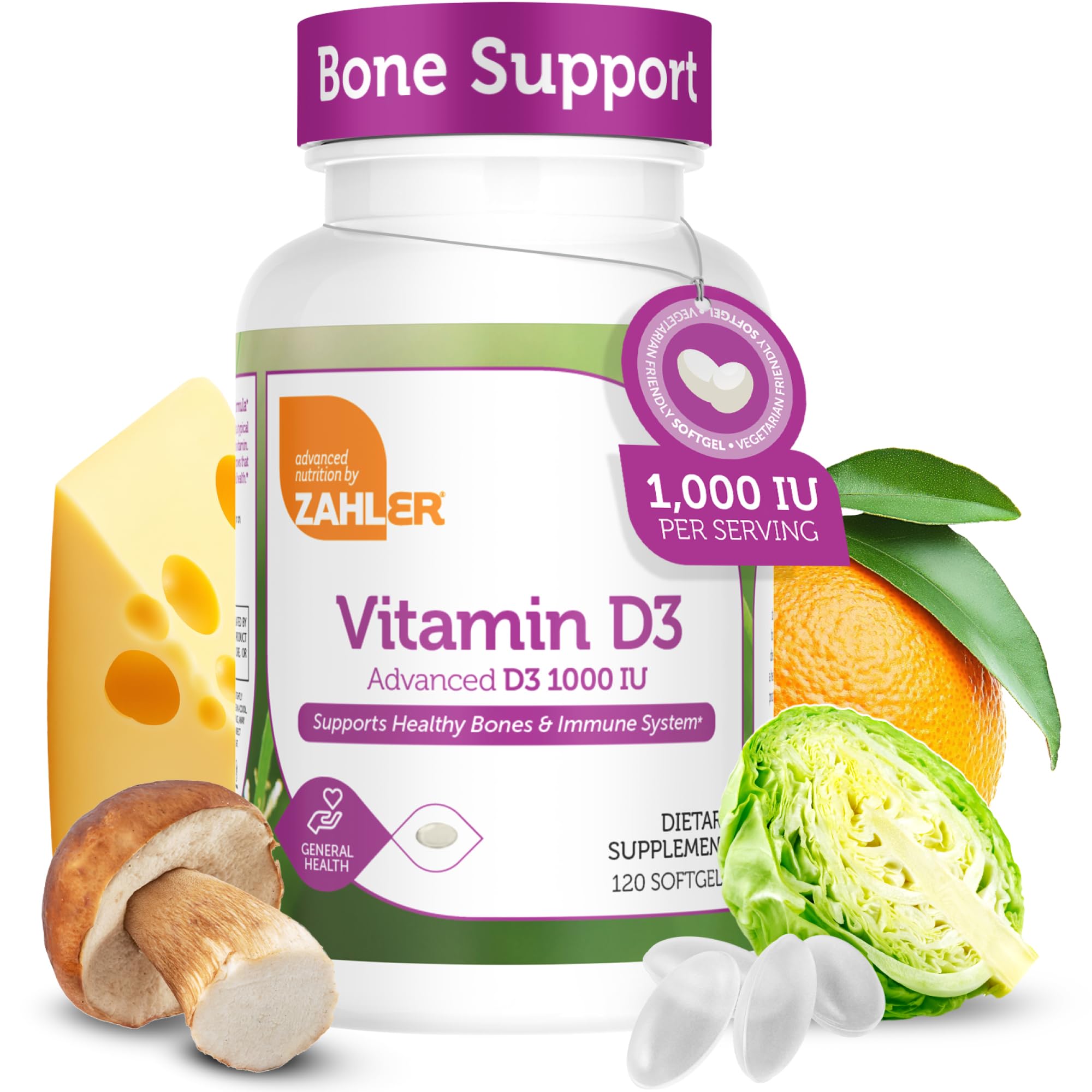 Zahler Vitamin D3 1000 IU Softgels front view