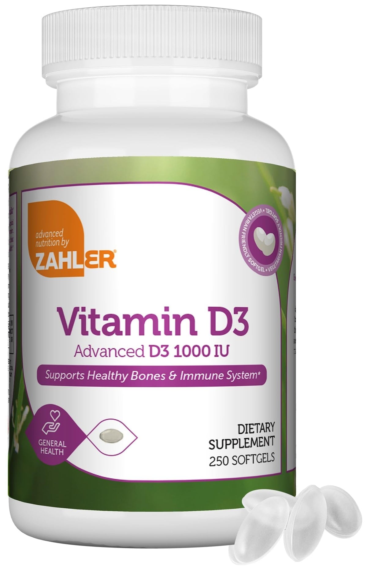 Zahler Vitamin D3 1000 IU Softgels front view