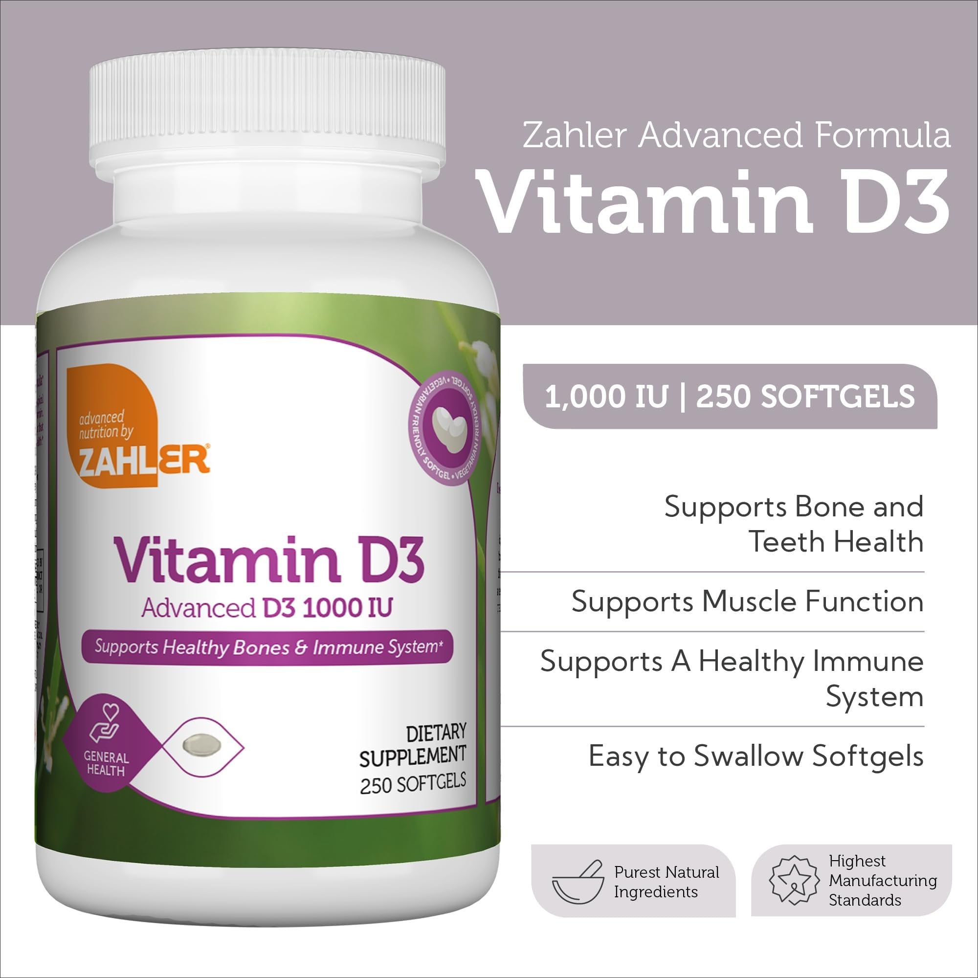 Zahler Vitamin D3 1000 IU Softgels ingredients list